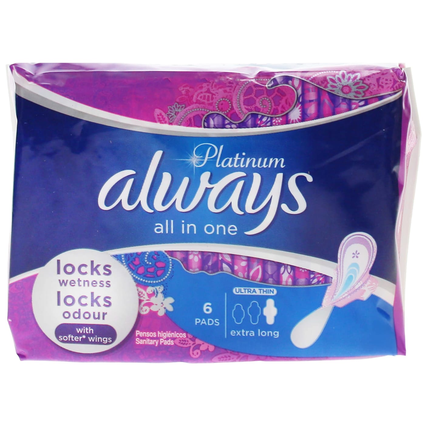 ALWAYS PLATINUM ULTRA THIN EXTRA LONG WITH WINGS 6'S
