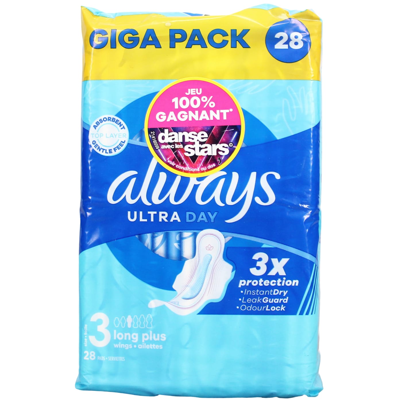 ALWAYS ULTRA SANITARY TOWELS DAY SIZE 3 LONG PLUS WINGS 28PC