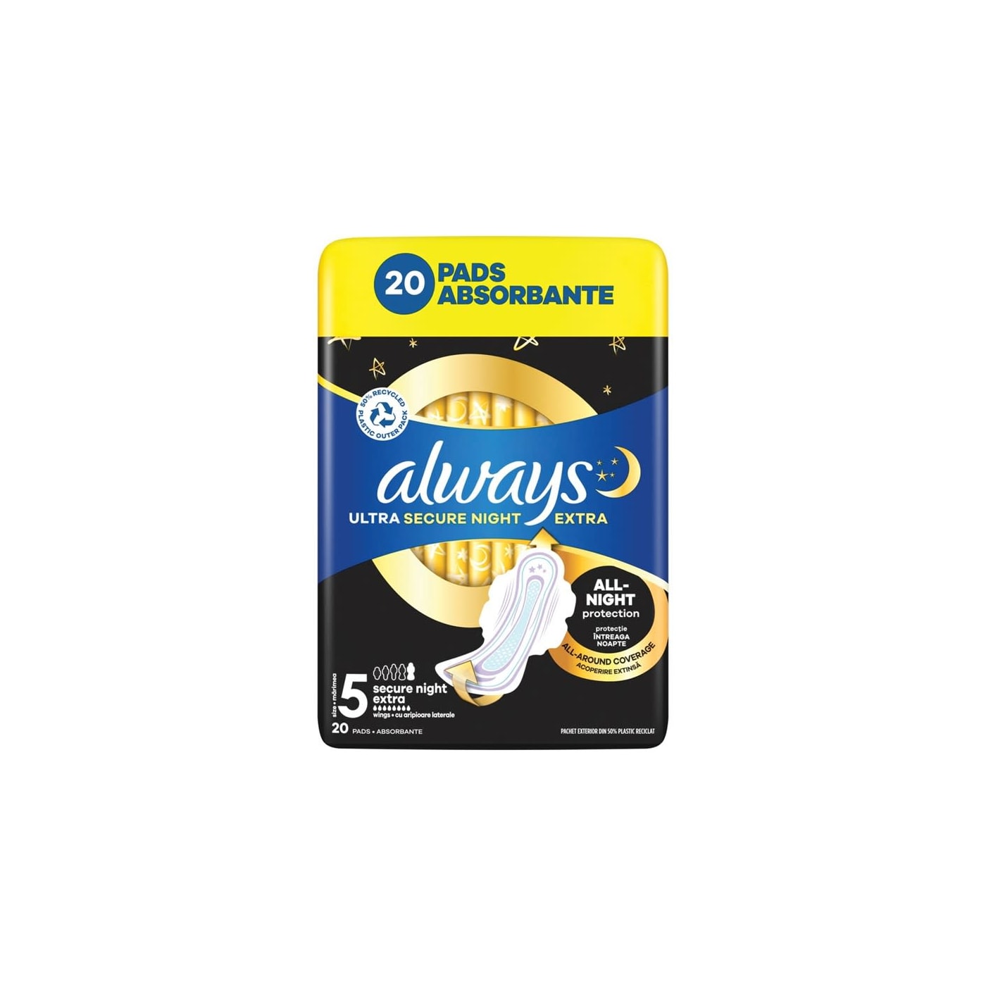 ALWAYS ULTRA SECURE NIGHT EXTRA WINGS SIZE 5 20'S
