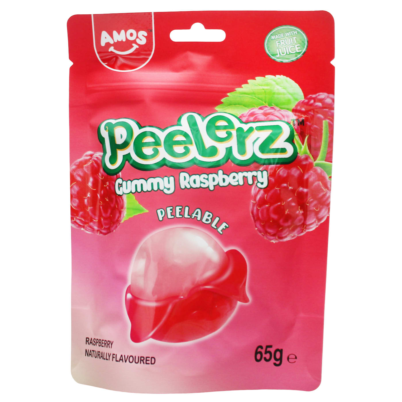 AMOS PEELERZ 65G GUMMY RASPBERRY