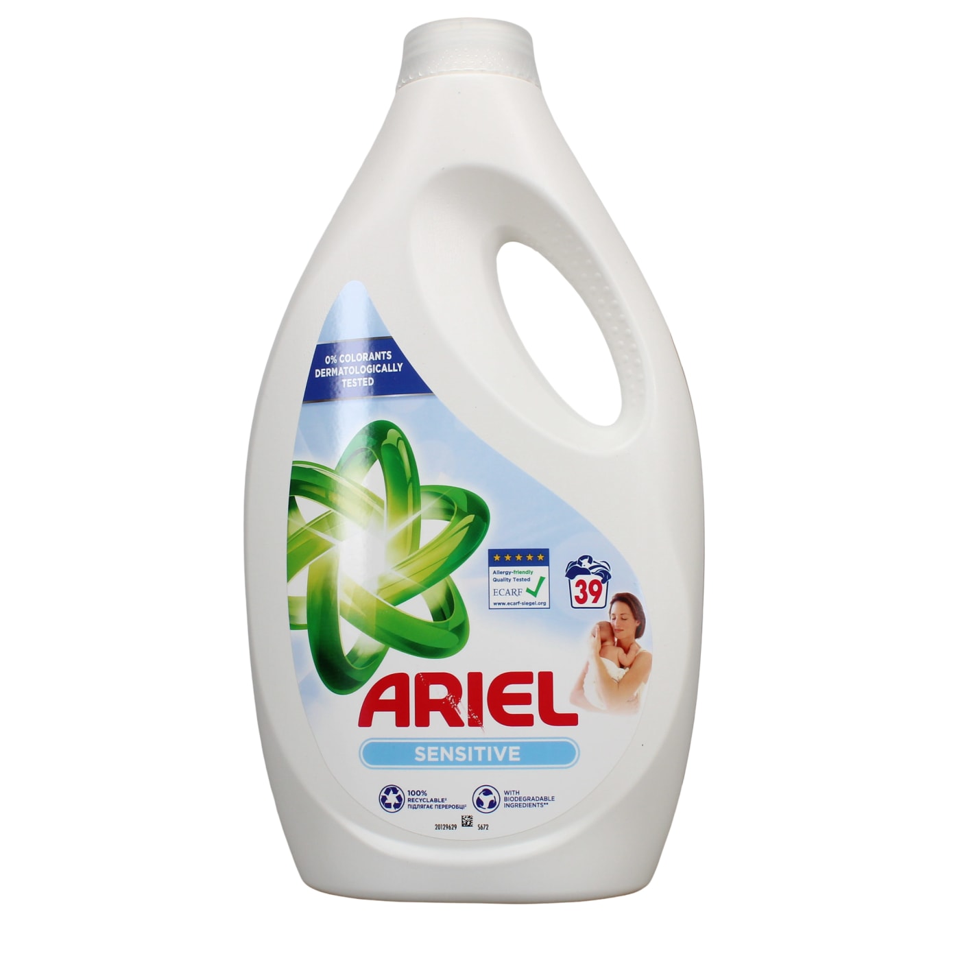 ARIEL 1.95L WASHING LIQUID SENSITIVE CLEAN & FRESH 39 WASH (EN LABEL)