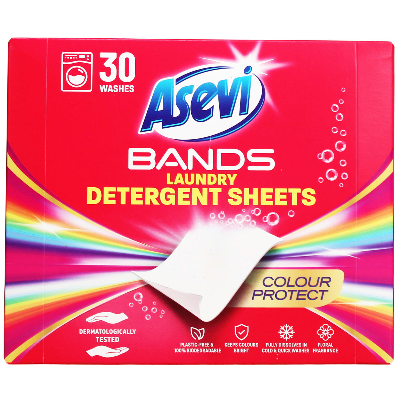 ASEVI BANDS DETERGENT SHEETS COLOUR PROTECT 30'S