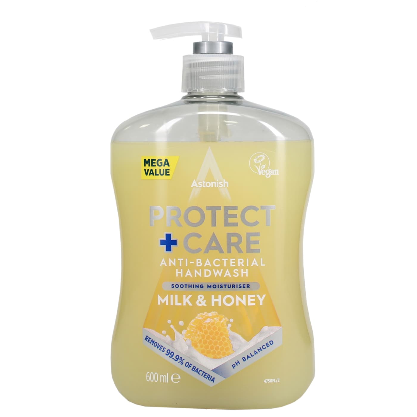 ASTONISH PROTECT + CARE ANTIBACTERIAL HAND WASH MILK & HONEY 600ML