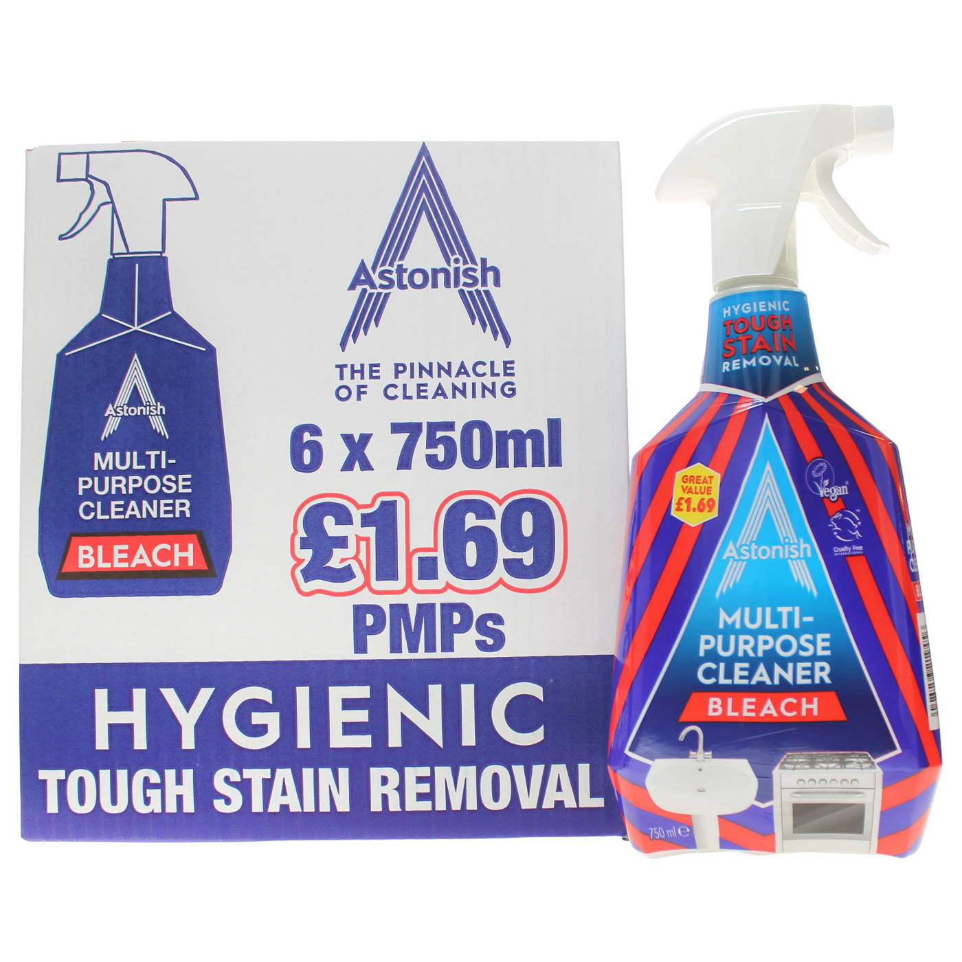 ASTONISH 6X MULTI-PURPOSE BLEACH SPRAY PMP £1.69 750ML