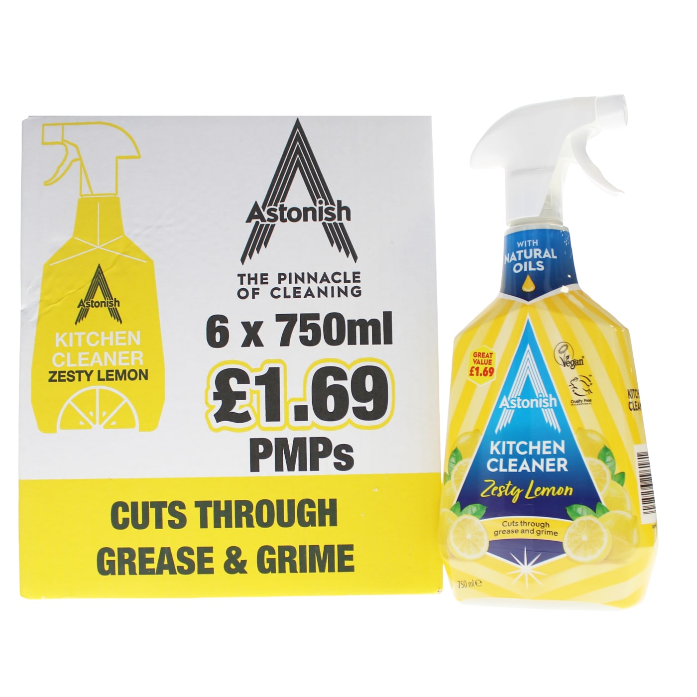 ASTONISH 6X KITCHEN CLEANER SPRAY ZESTY LEMON PMP £1.69 750ML