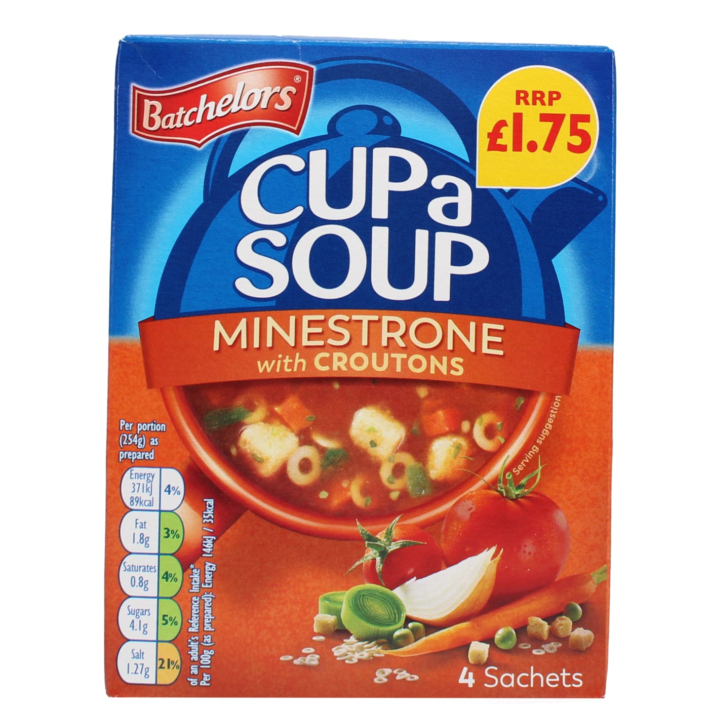 BATCHELORS CUP A SOUP 94G MINESTRONE 4 PACK PMP £1.75