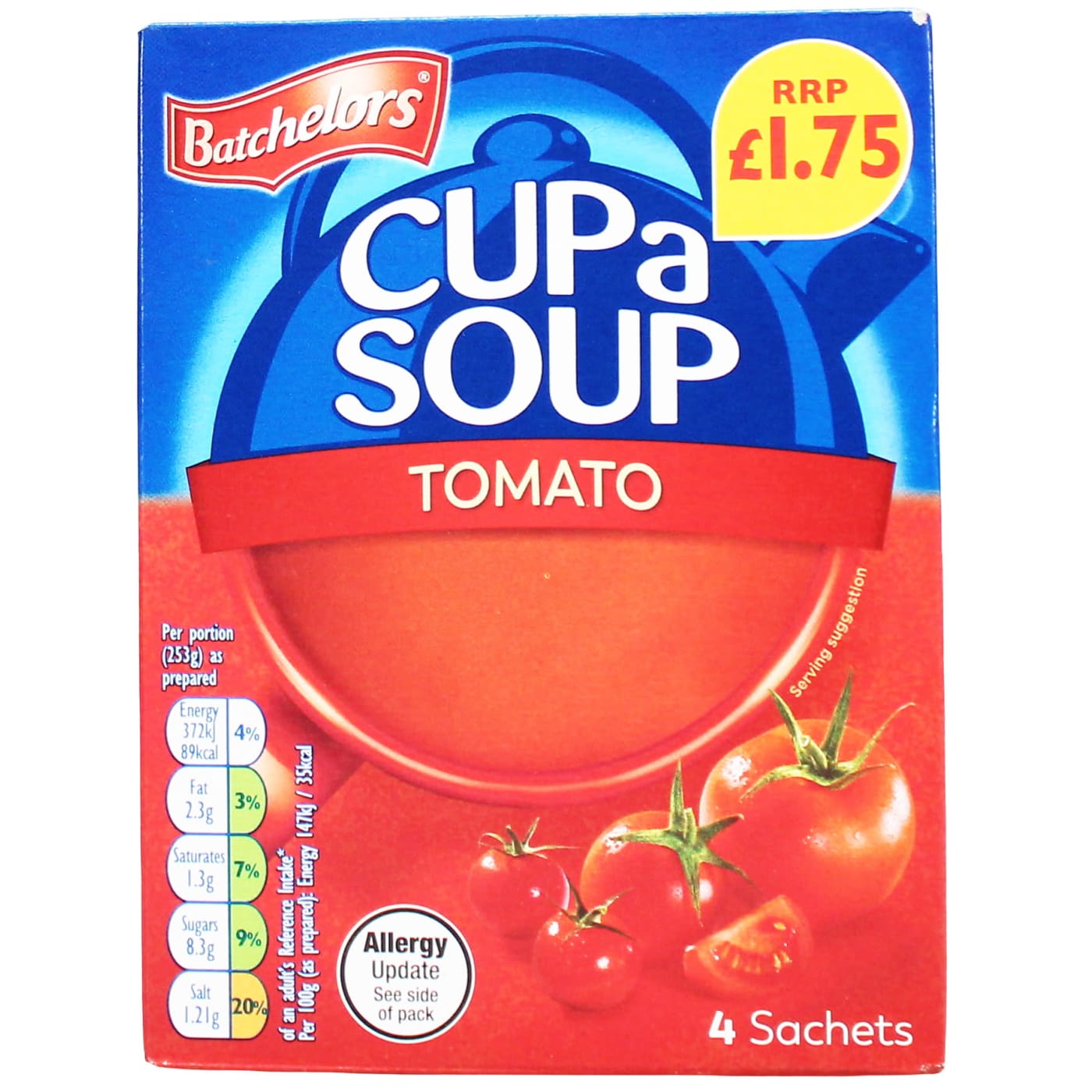 BATCHELORS CUP A SOUP 93G TOMATO 4 PACK PMP 1.75 (0% VAT)