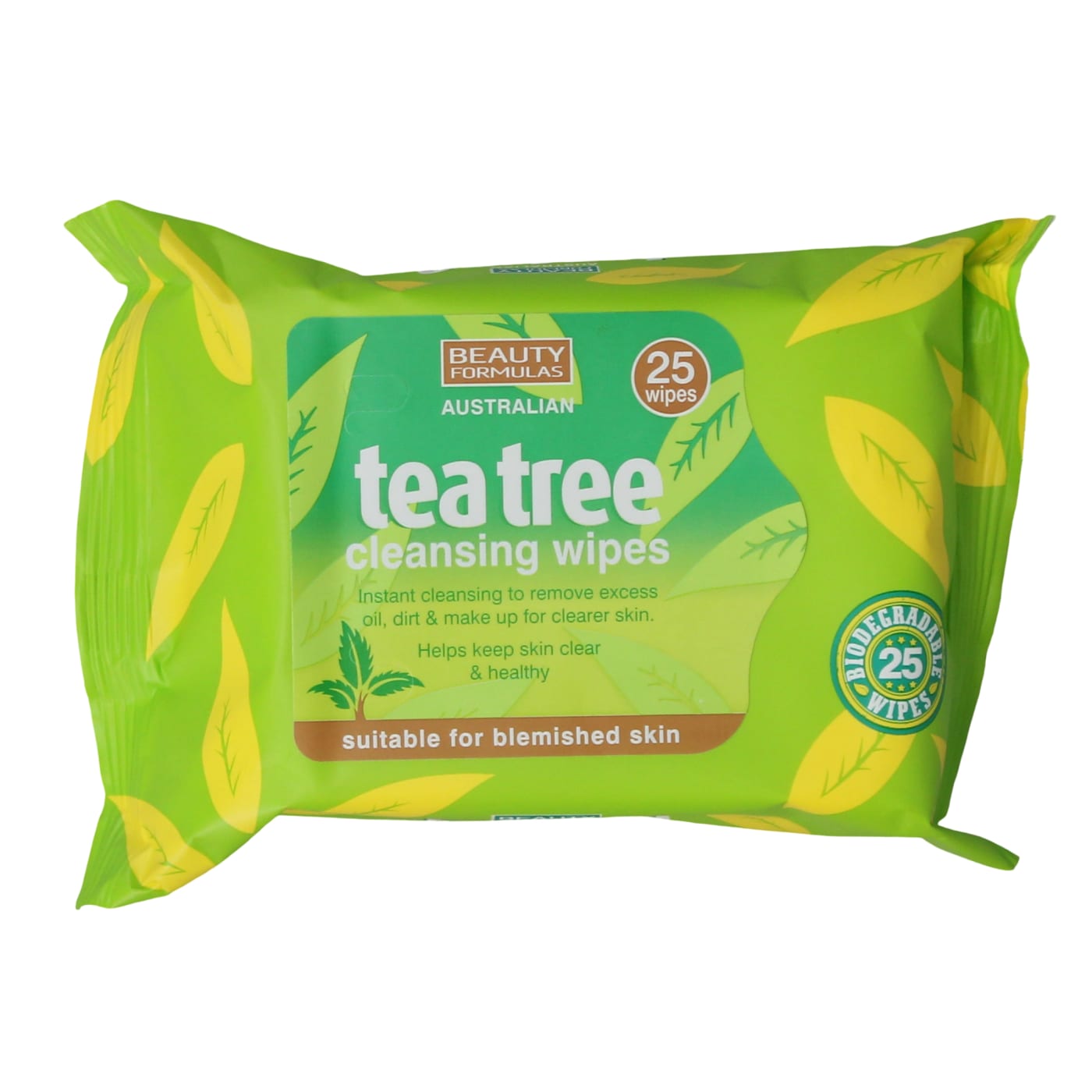 BEAUTY FORMULAS TEA TREE FACIAL WIPES 25'S
