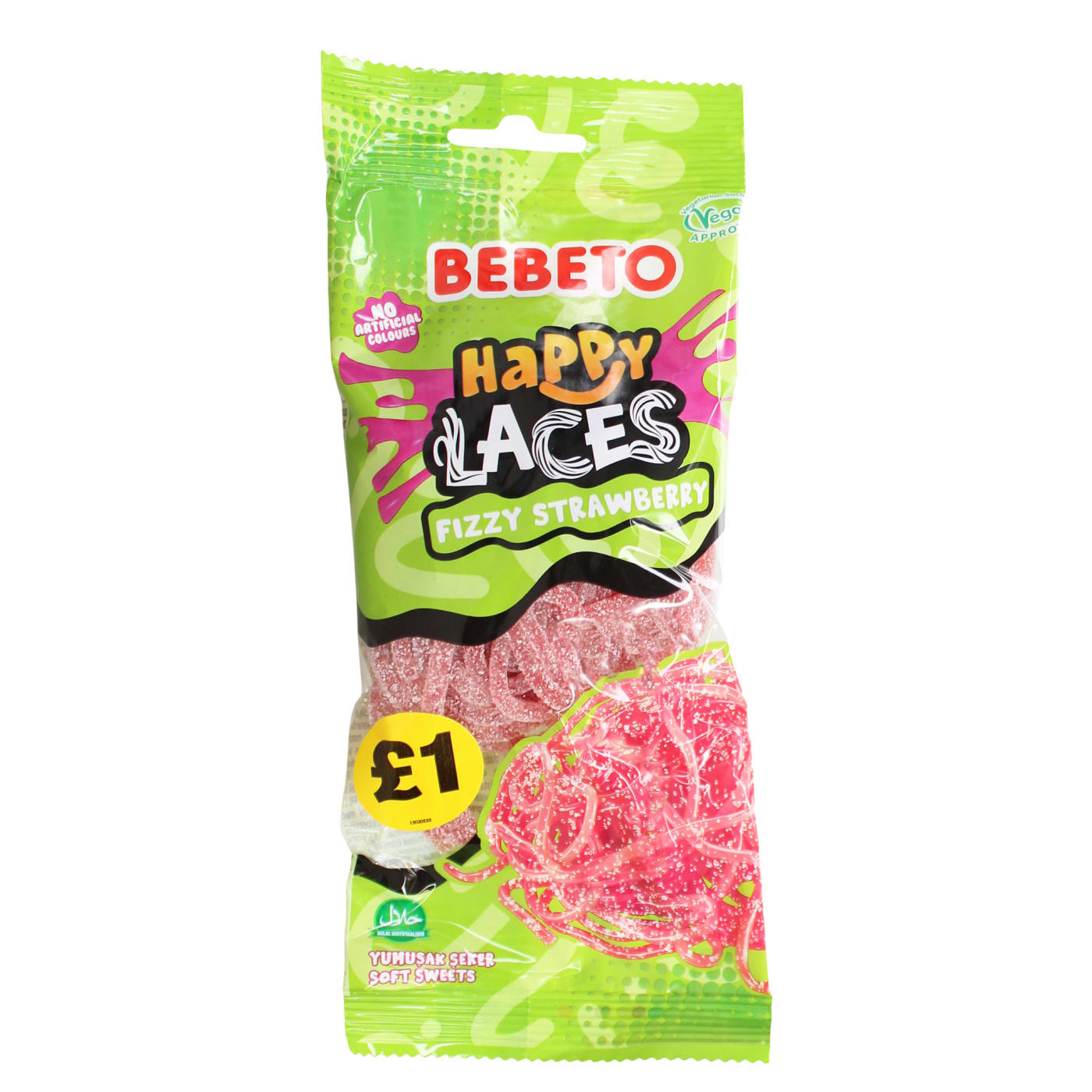 BEBETO 140G FIZZY STRAWBERRY LACES PMP £1