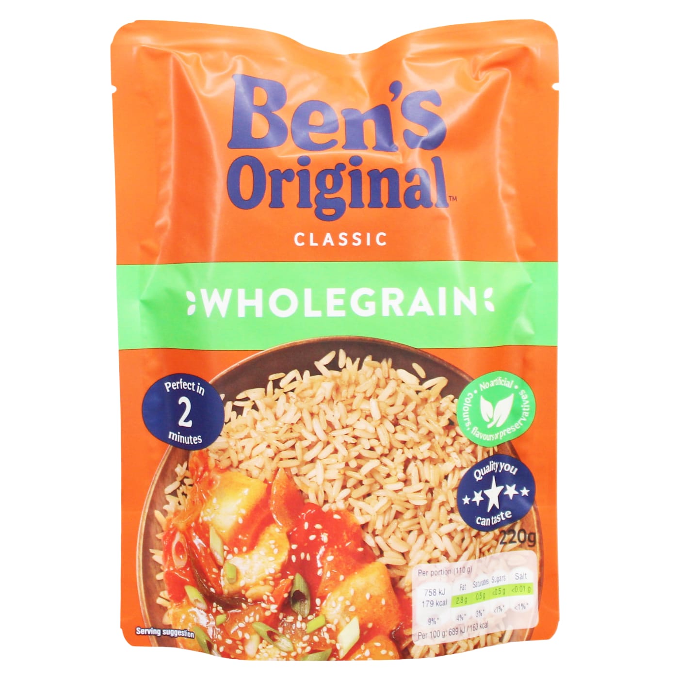 BEN'S ORIGINAL 220G MICROWAVE RICE WHOLEGRAIN