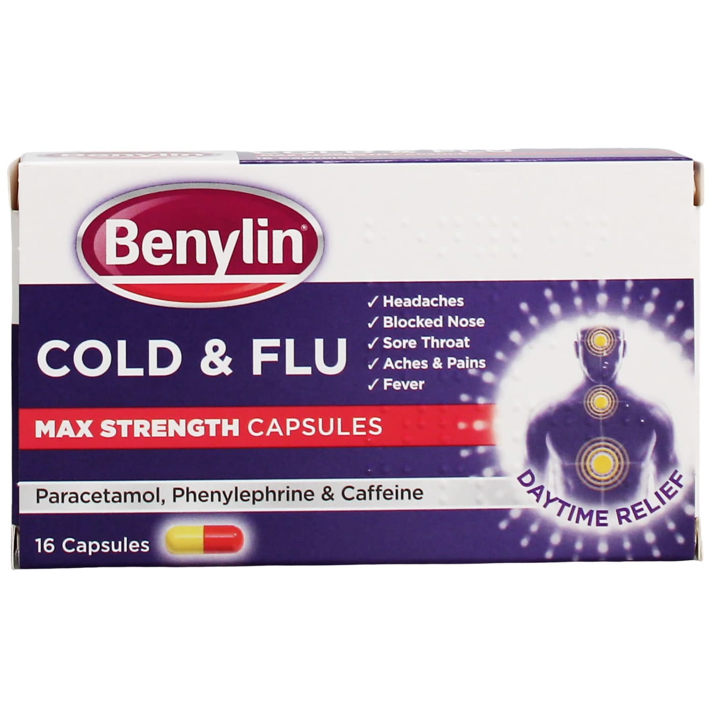 BENYLIN COLD & FLU CAPSULES MAX STRENGTH 16'S
