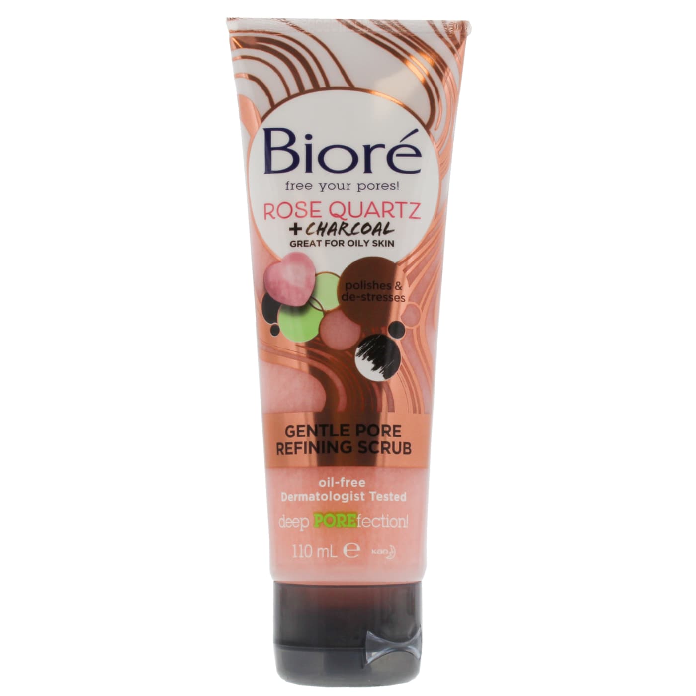 BIORE PORE REFINING SCRUB ROSE QUARTZ & CHARCOAL MASK 110ML