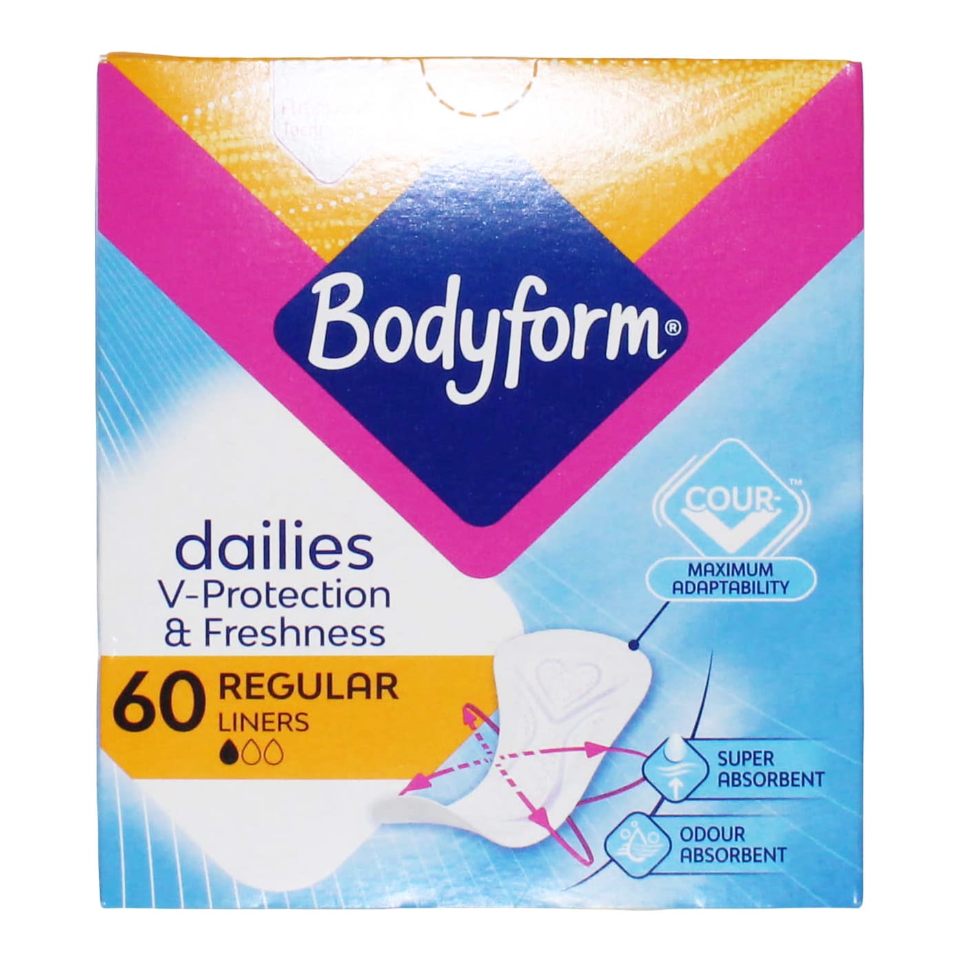 BODYFORM DAILIES MULTISTYLE REGULAR PANTY LINERS 60'S