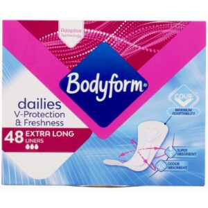BODYFORM DAILIES EXTRA LONG PANTY LINERS 48'S
