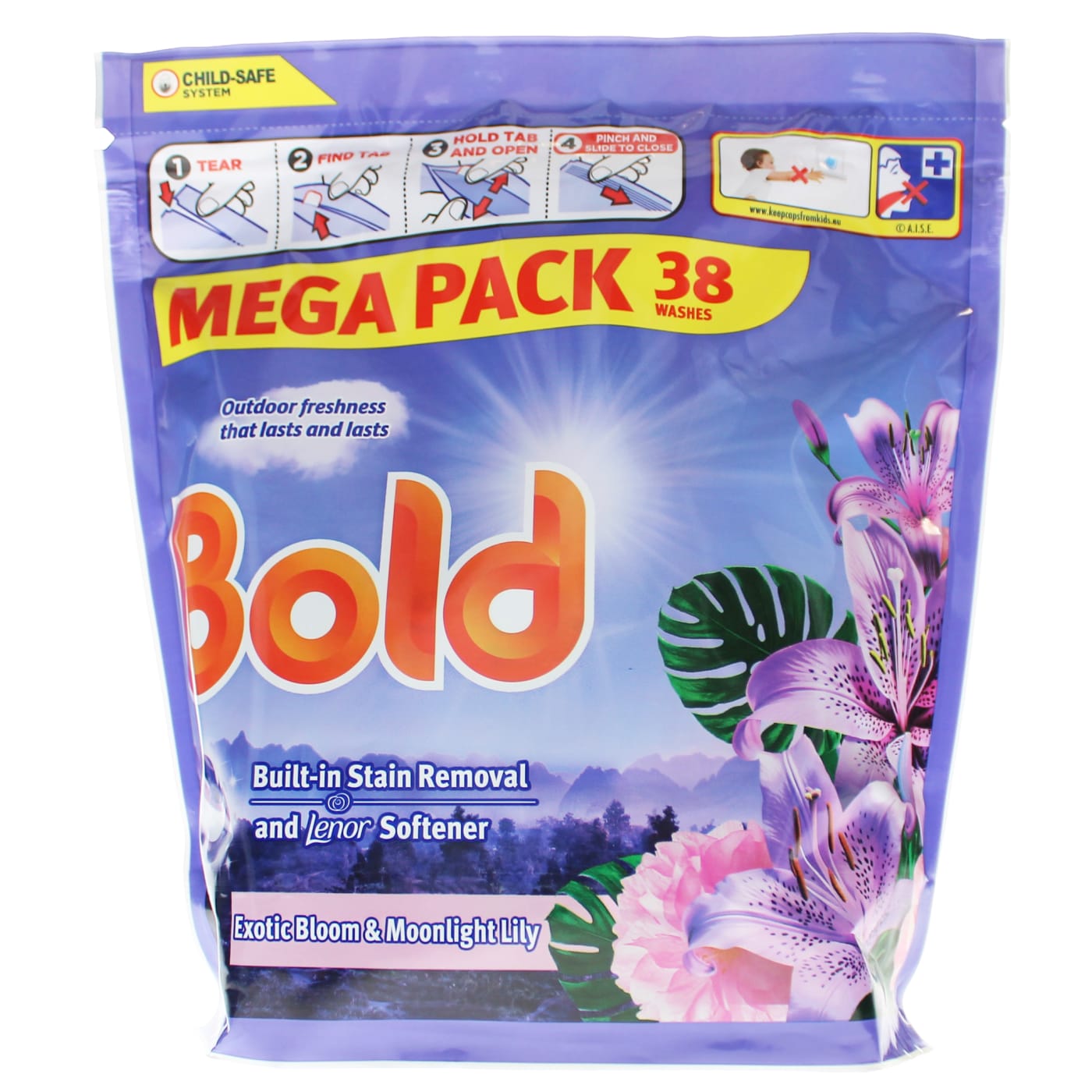 BOLD 2IN 1 LAUNDRY DETERGENT LIQUID PODS EXOTIC BLOOM 38W
