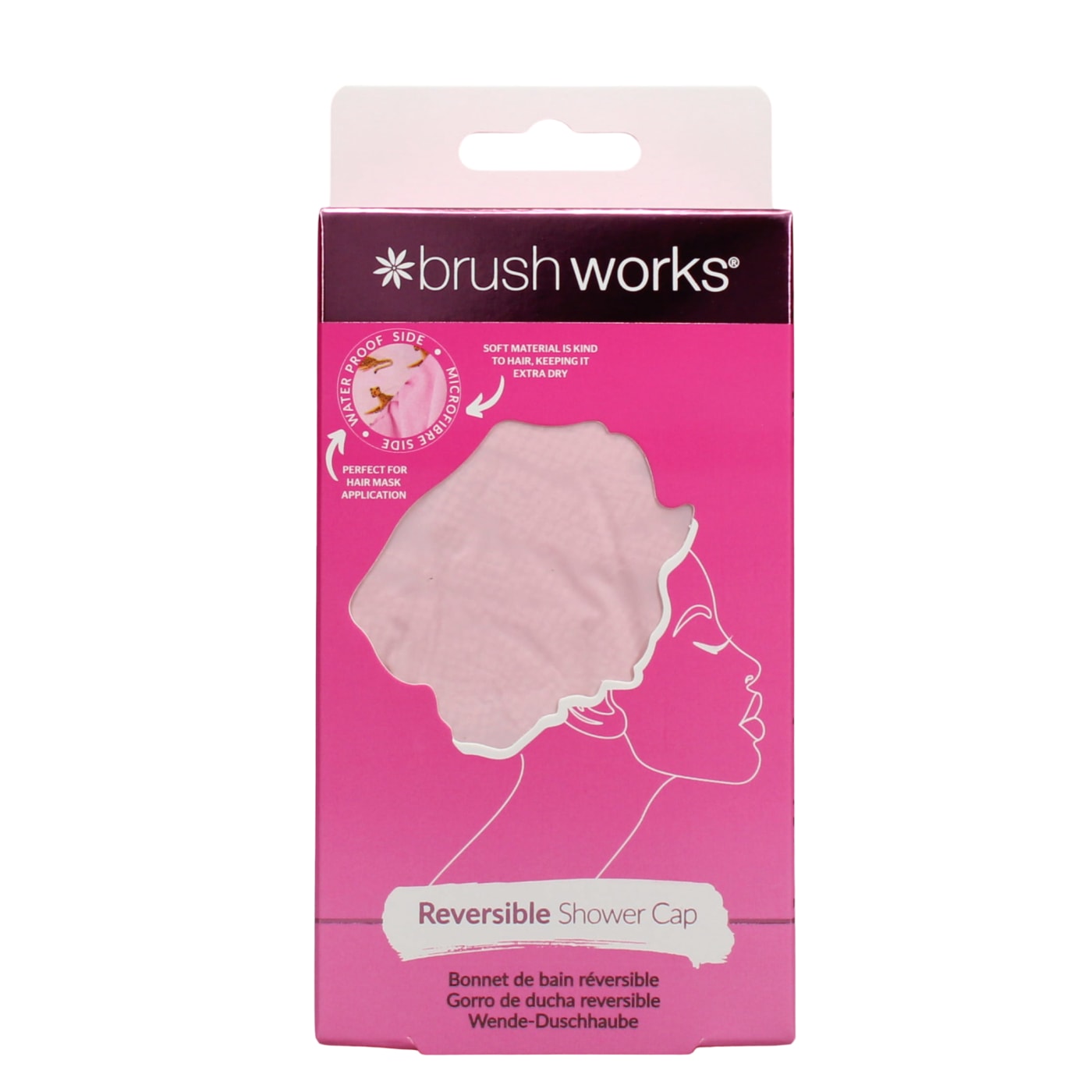 BRUSHWORKS REVERSIBLE SHOWER CAP LEOPARD PATTERN