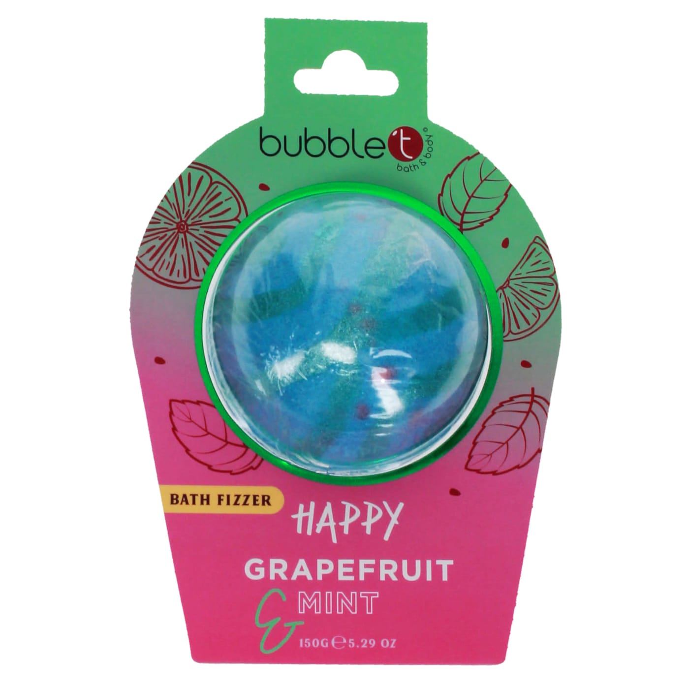 BUBBLE T 150G BATH FIZZER HAPPY GRAPEFRUIT & MINT