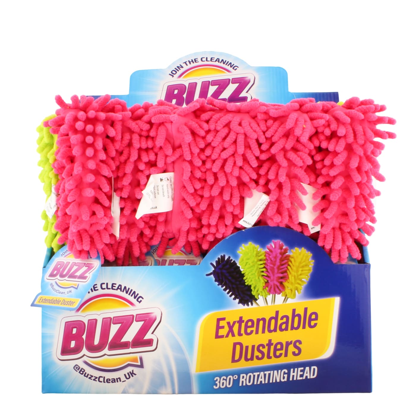 BUZZ EXTENDABLE DUSTER ASSORTED COLOURS (360 DEGREE ROTATING HEAD)