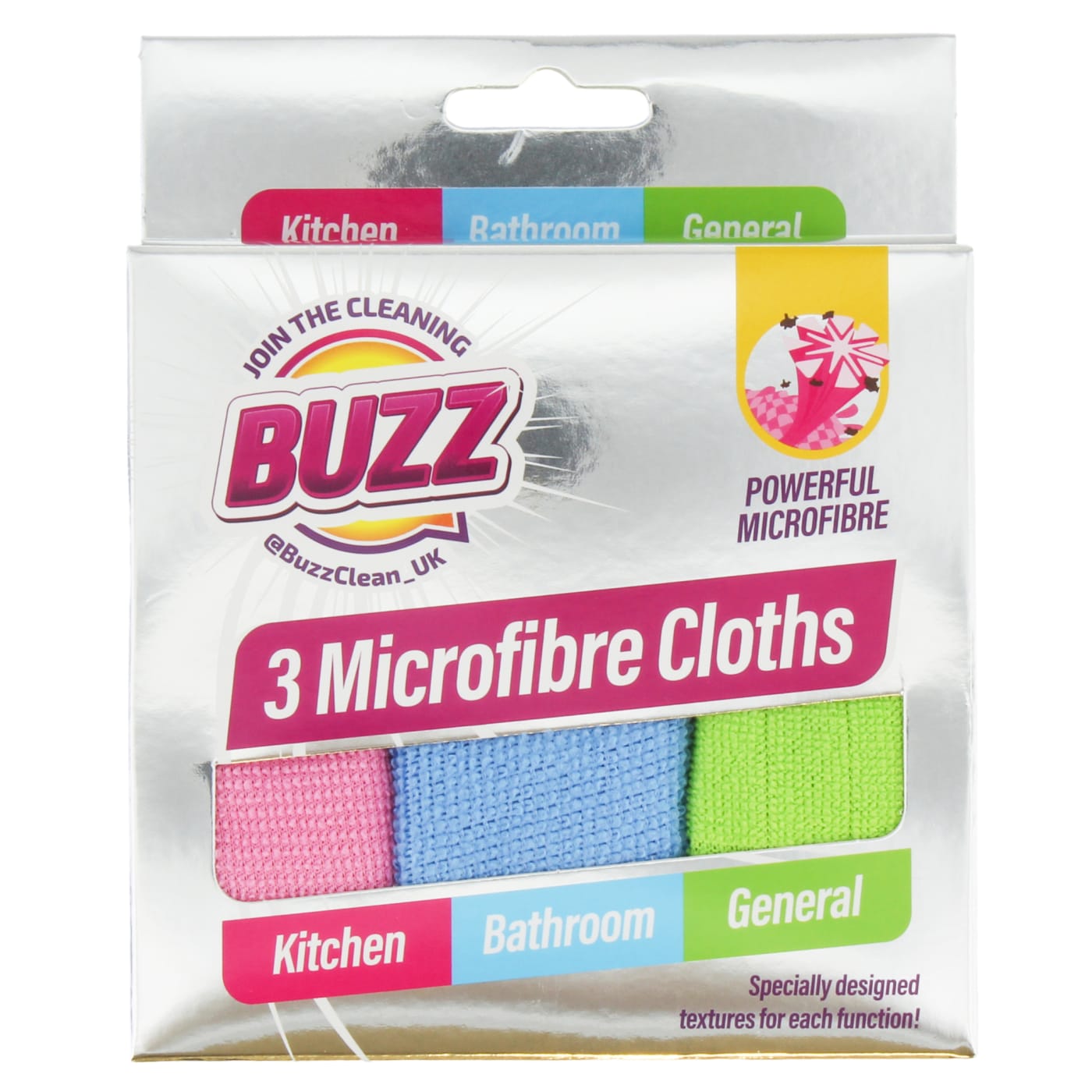 BUZZ MICROFIBRE CLOTHS 3 PACK