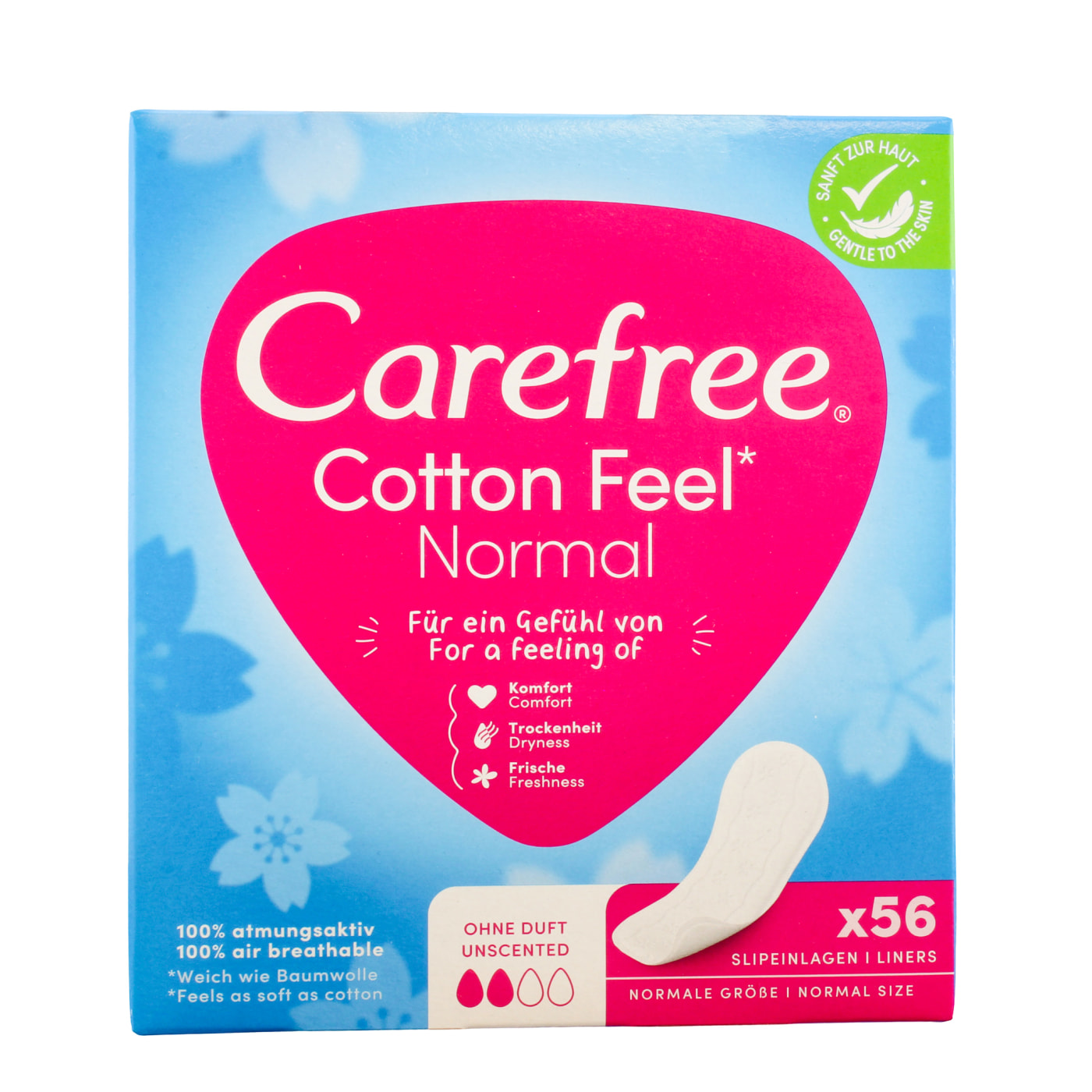 CAREFREE PANTYLINERS NORMAL UNSCENTED 56'S (0% VAT)