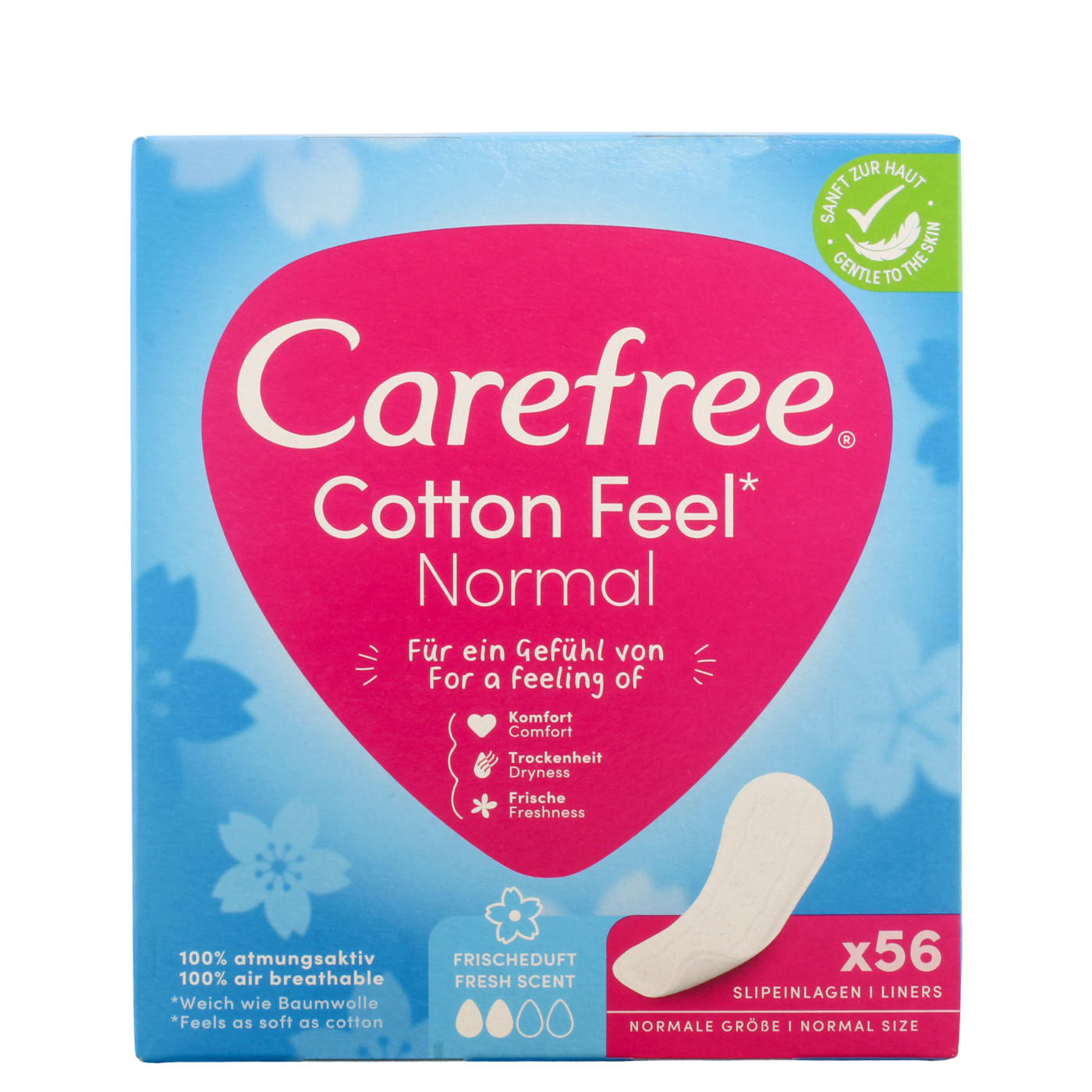 CAREFREE PANTYLINERS NORMAL COTTON FRESH 56'S