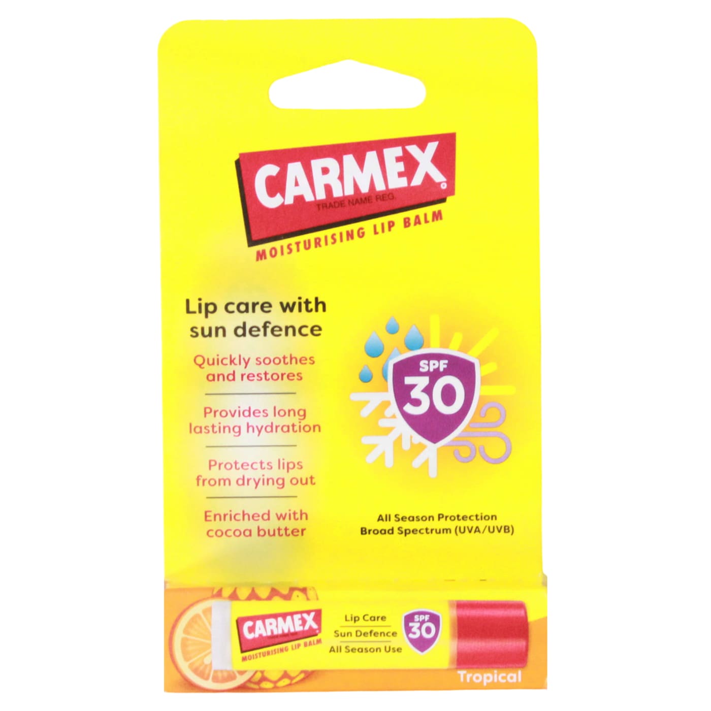 CARMEX 4.25G LIP BALM STICK TROPICAL SPF 30