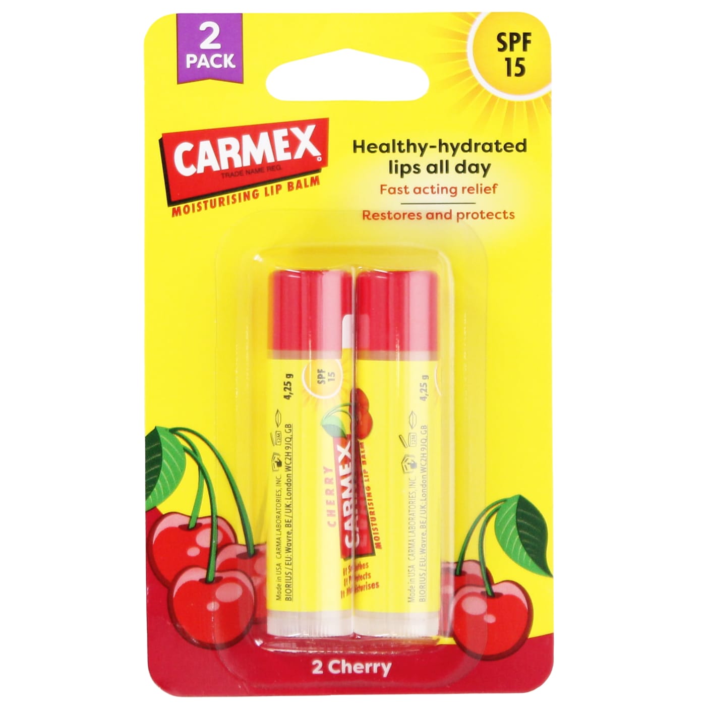 CARMEX LIP STICK CHERRY SPF15 0.15 OZ 144/CA 2PK RRP