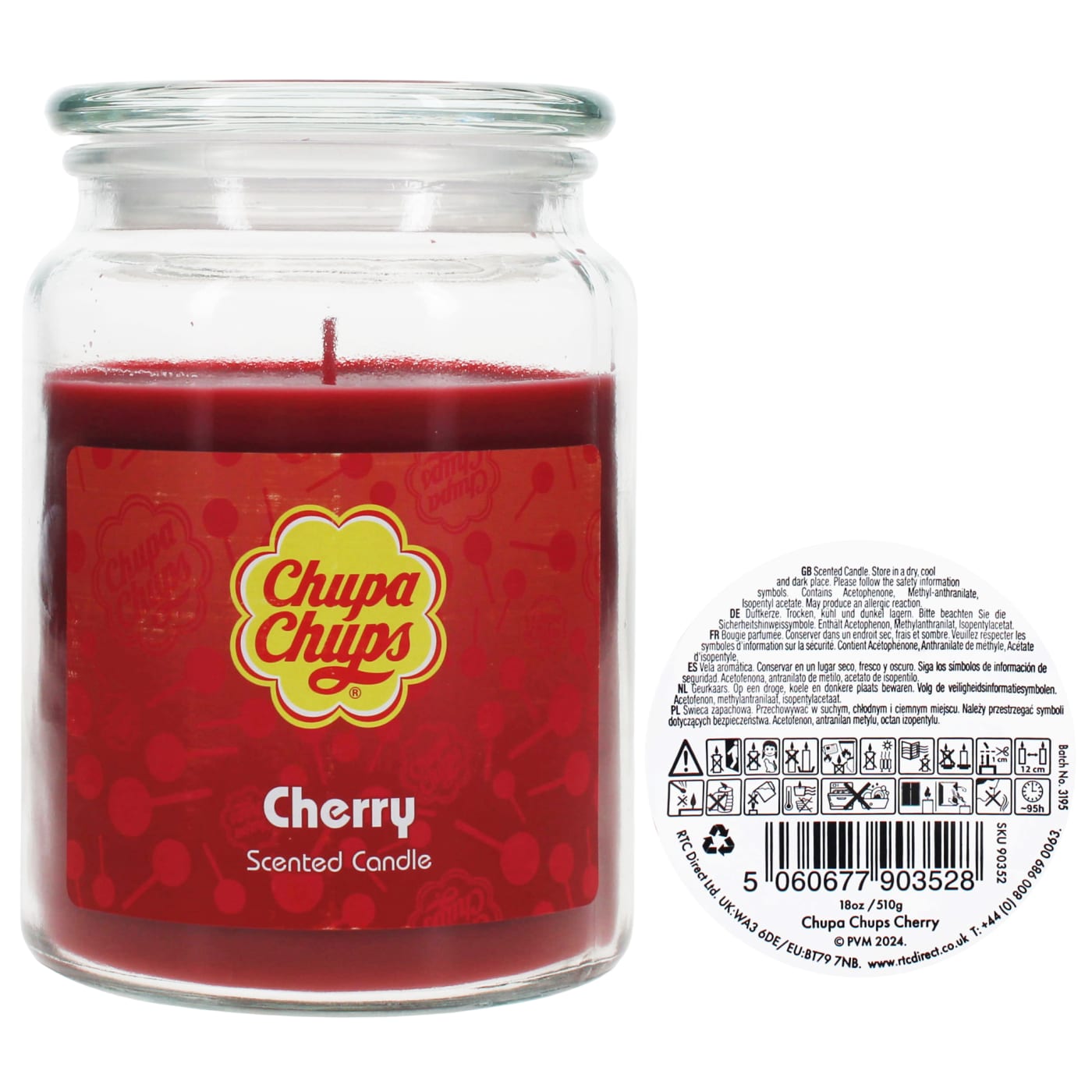 CHUPA CHUPS 18OZ/510G JAR CANDLE CHERRY