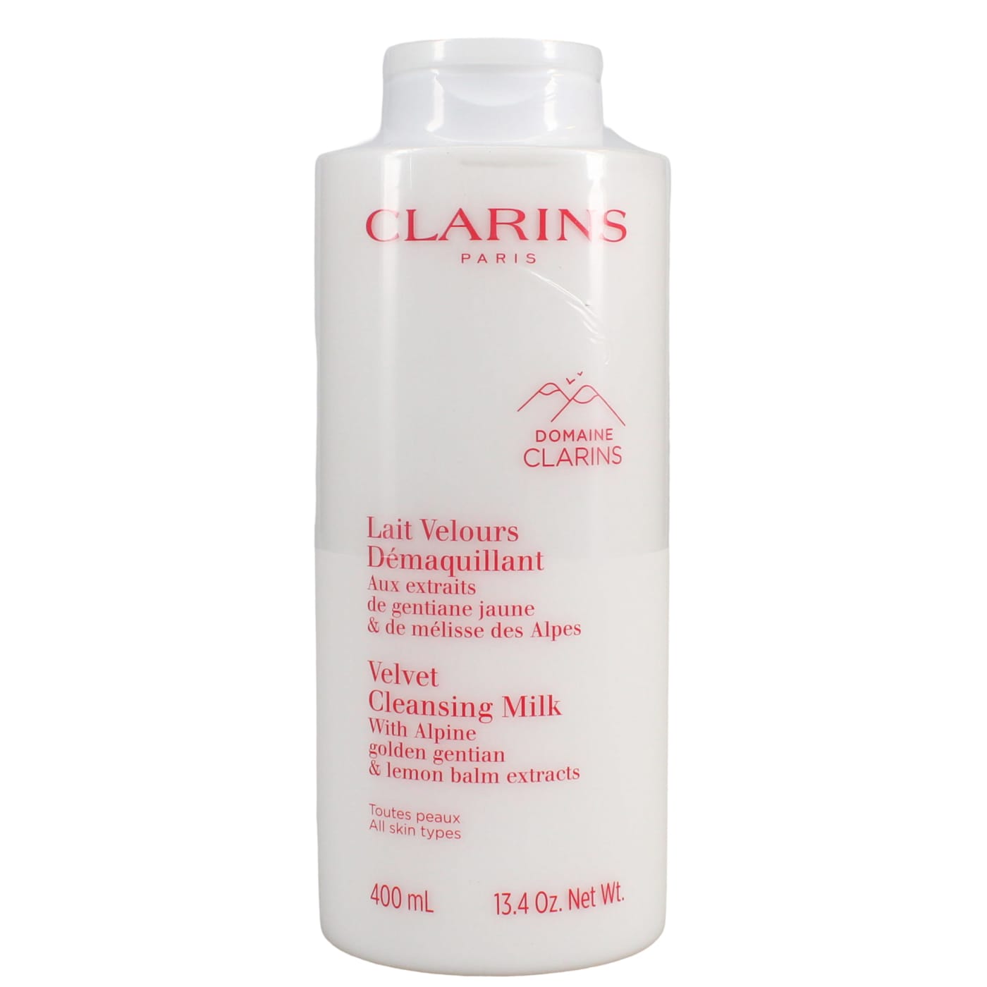 CLARINS VELVET CLEANSING MILK ALPINE GOLDEN GENTIAN & LEMON BALM EXTRACTS FOR ALL SKIN TYPES 400ML