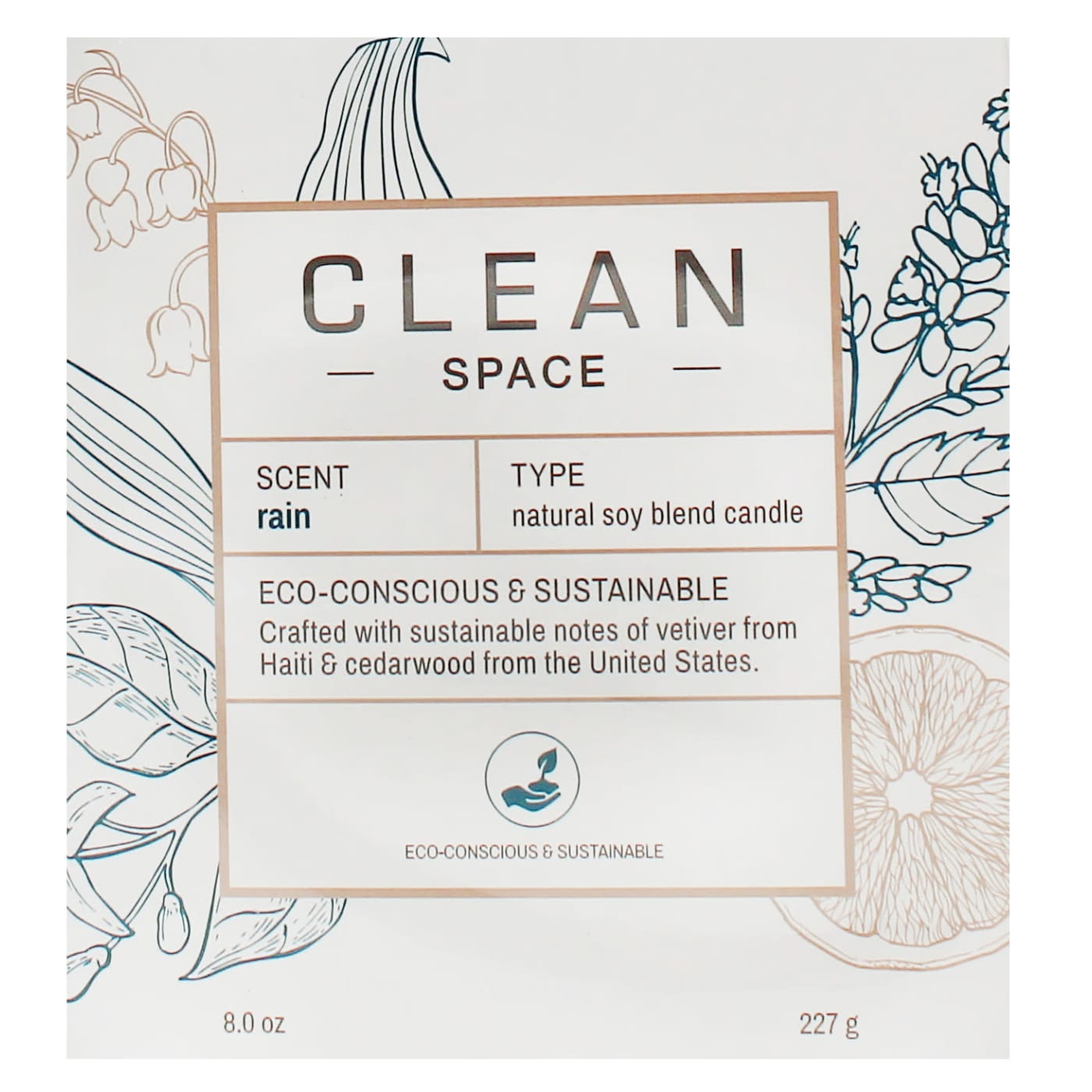 CLEAN SPACE 237G SCENTED CANDLE RAIN