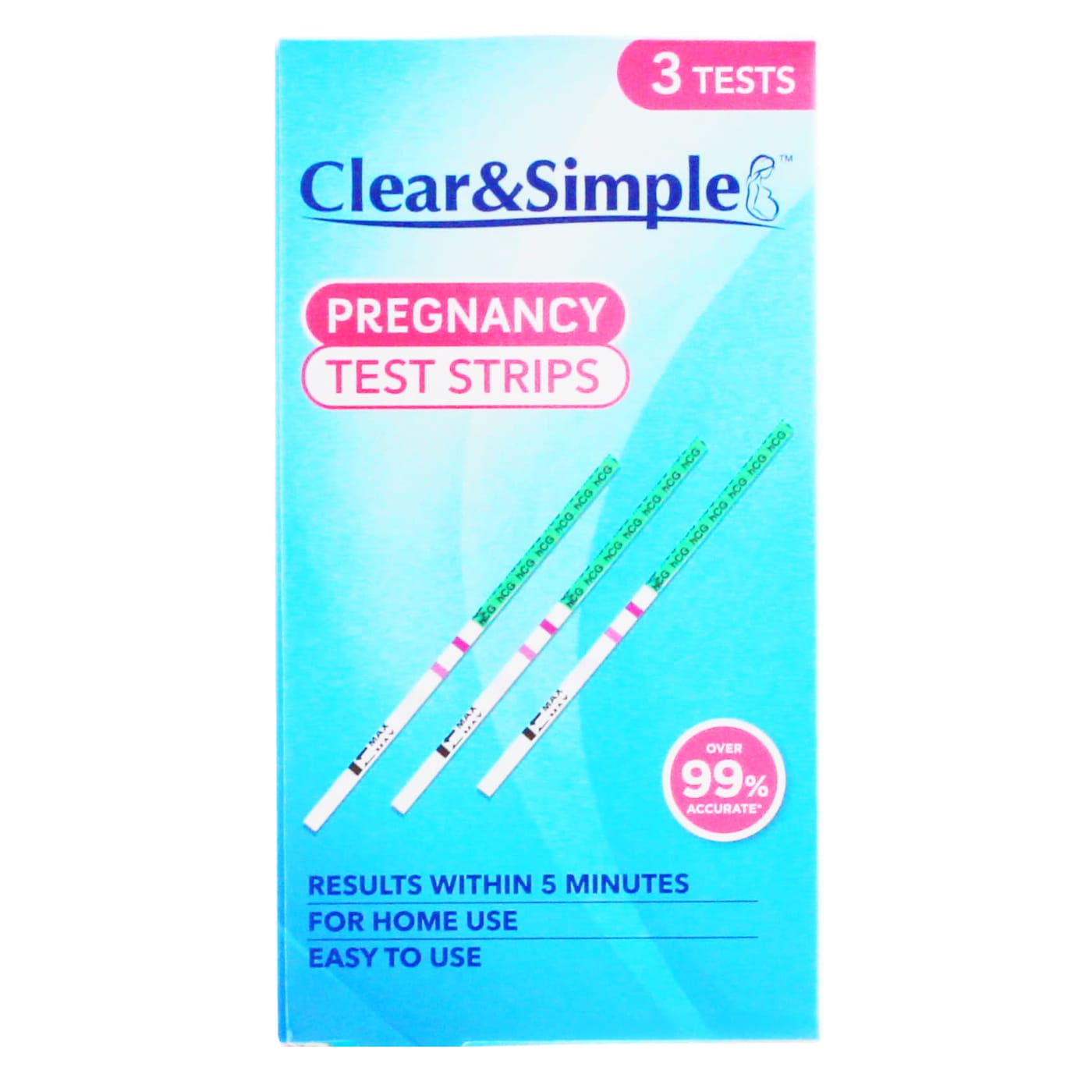 CLEAR AND SIMPLE PREGNANCY TEST STRIP X3