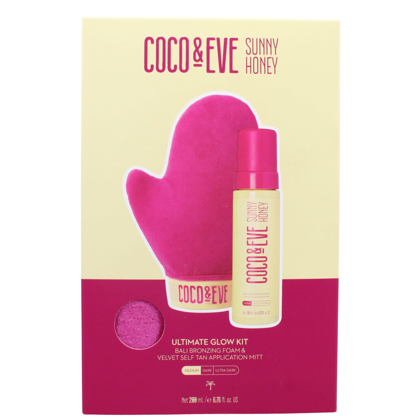 COCO & EVE SUNNY HUNNY SELF TAN TRAVEL KIT DARK 2PC BALI BRONZING FOAM SELF TAN DARK & VELVET TANNING MIT) (50ML