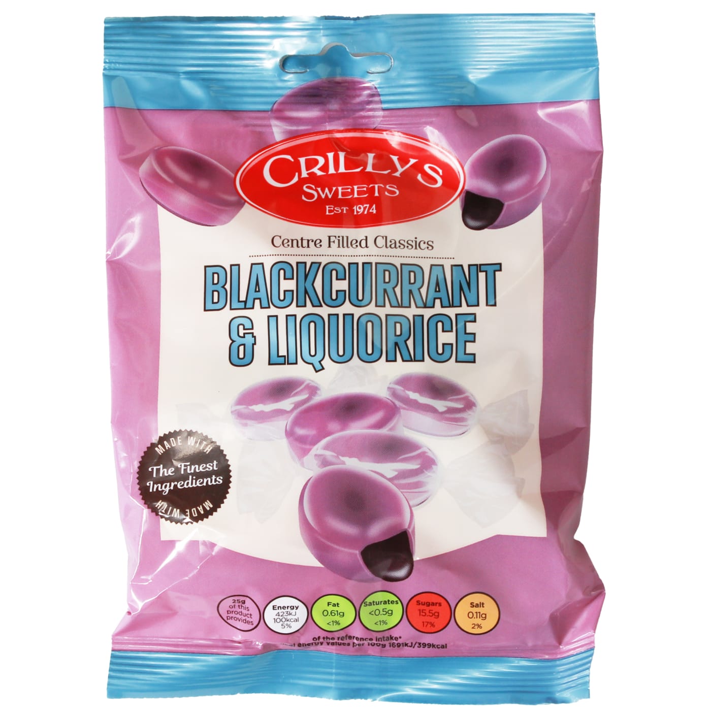 CRILLYS SWEETS 100G BLACKCURRANT & LIQUORICE