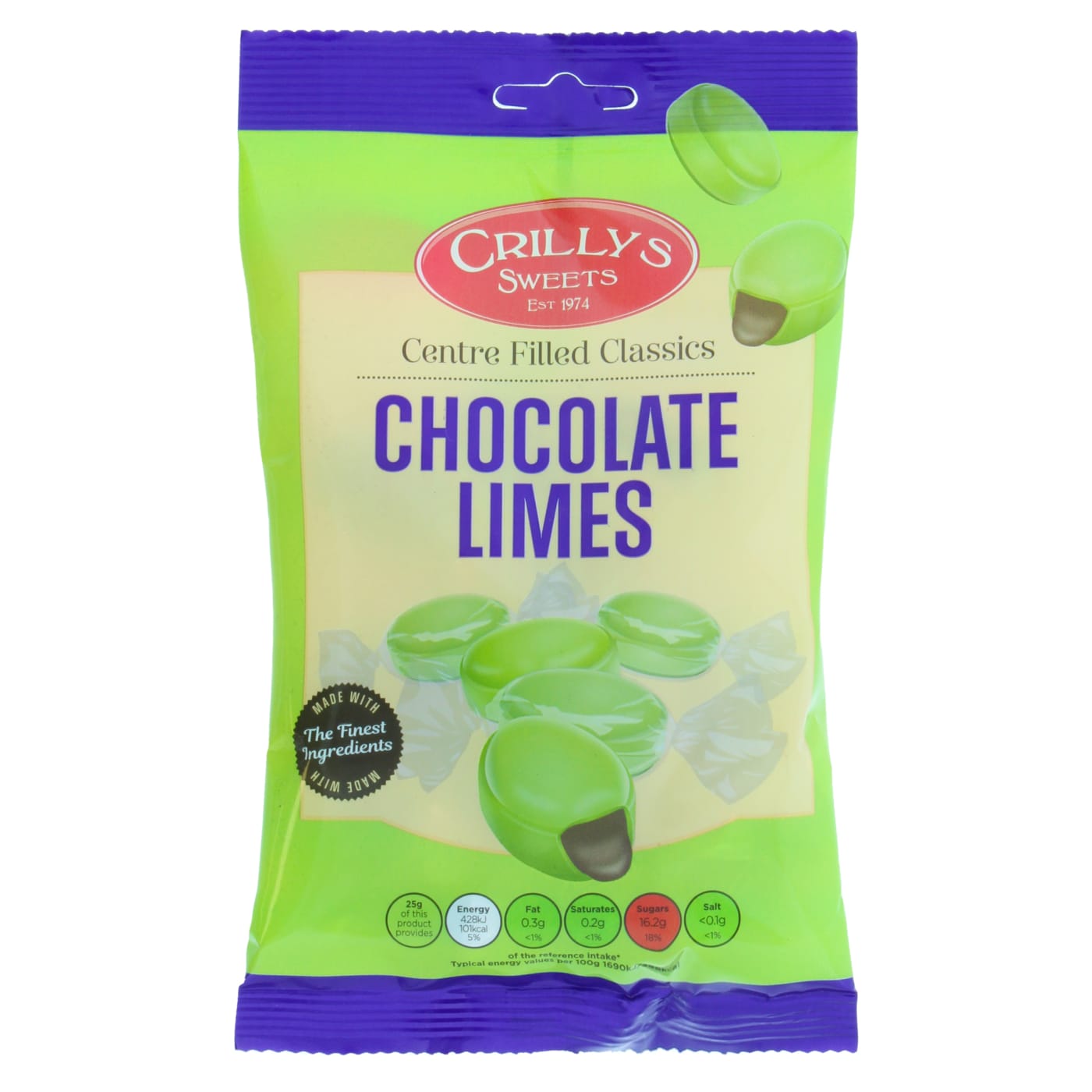 CRILLYS SWEETS 100G CHOCOLATE LIMES