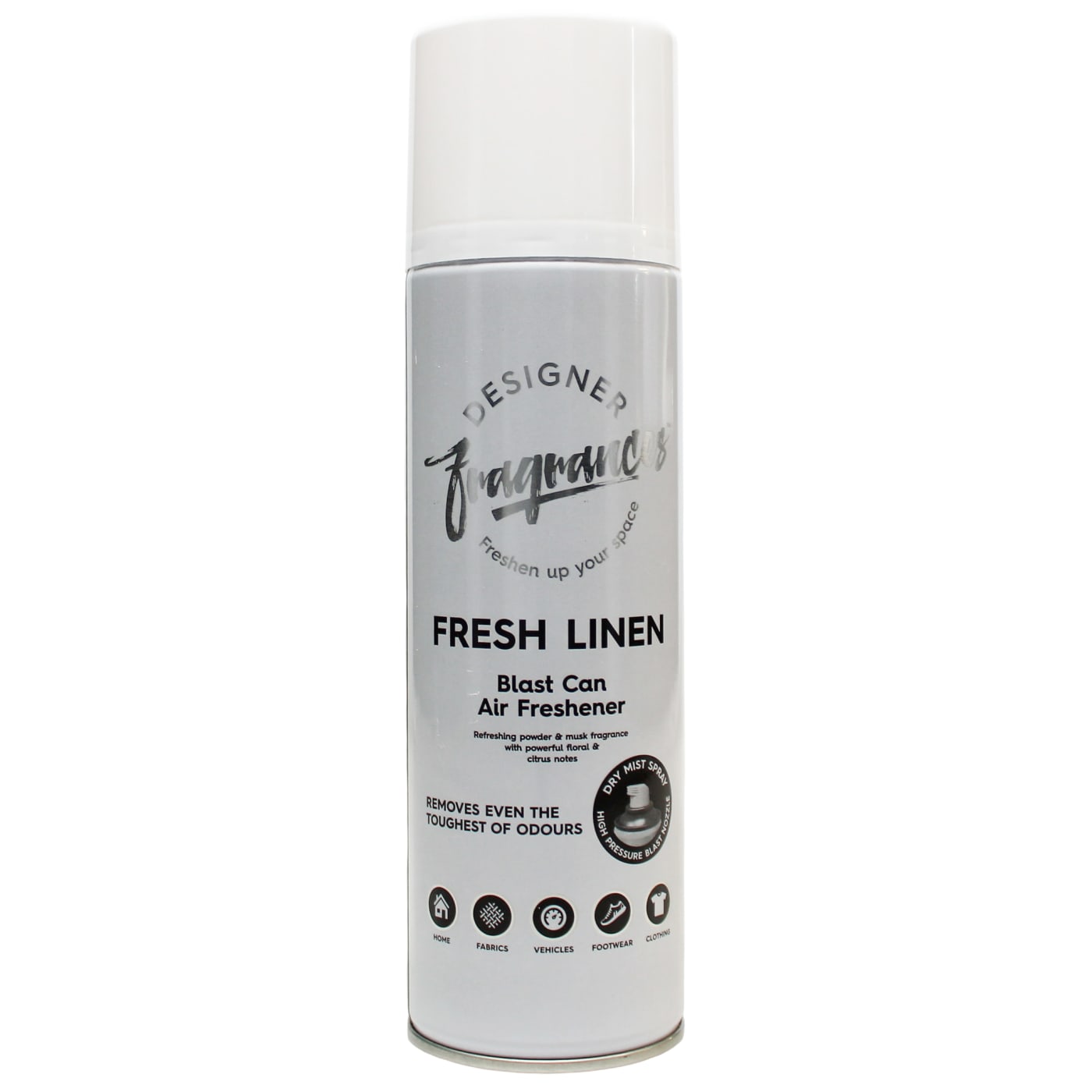 DESIGNER FRAGRANCES BLAST CAN AIR FRESHENER FRESH LINEN 300ML