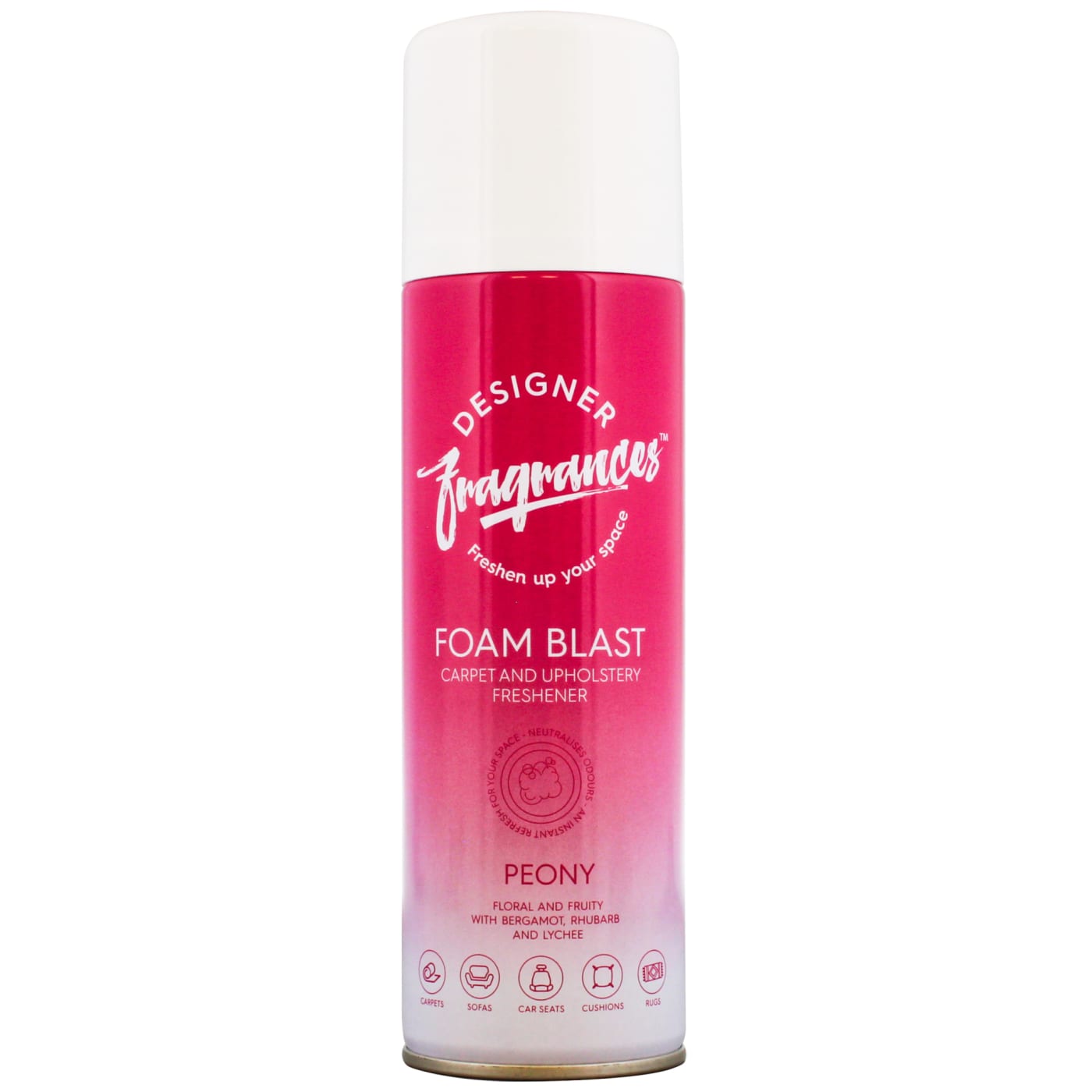 DESIGNER FRAGRANCES FOAM BLAST CARPET & UPHOLSTERY FRESHENER PEONY 300ML