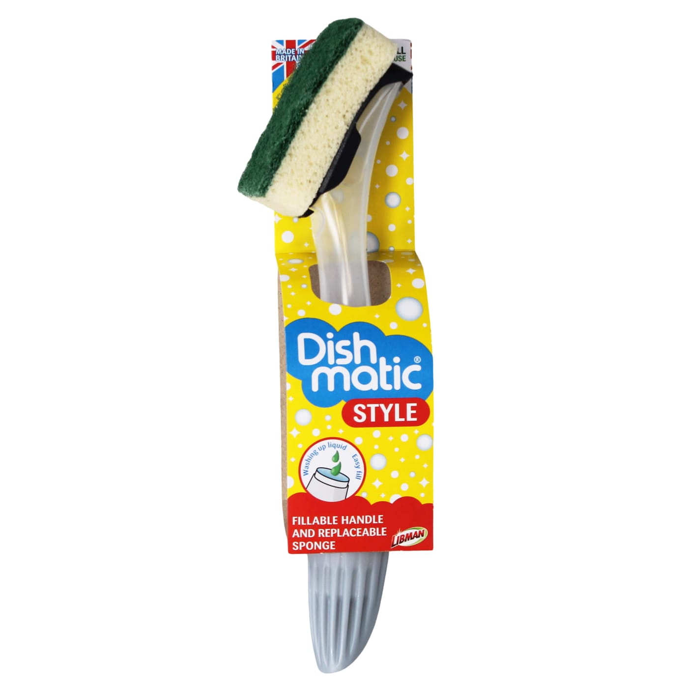 DISHMATIC SPONGE FILLABLE HANDLE (ASSORTED COLOURS)