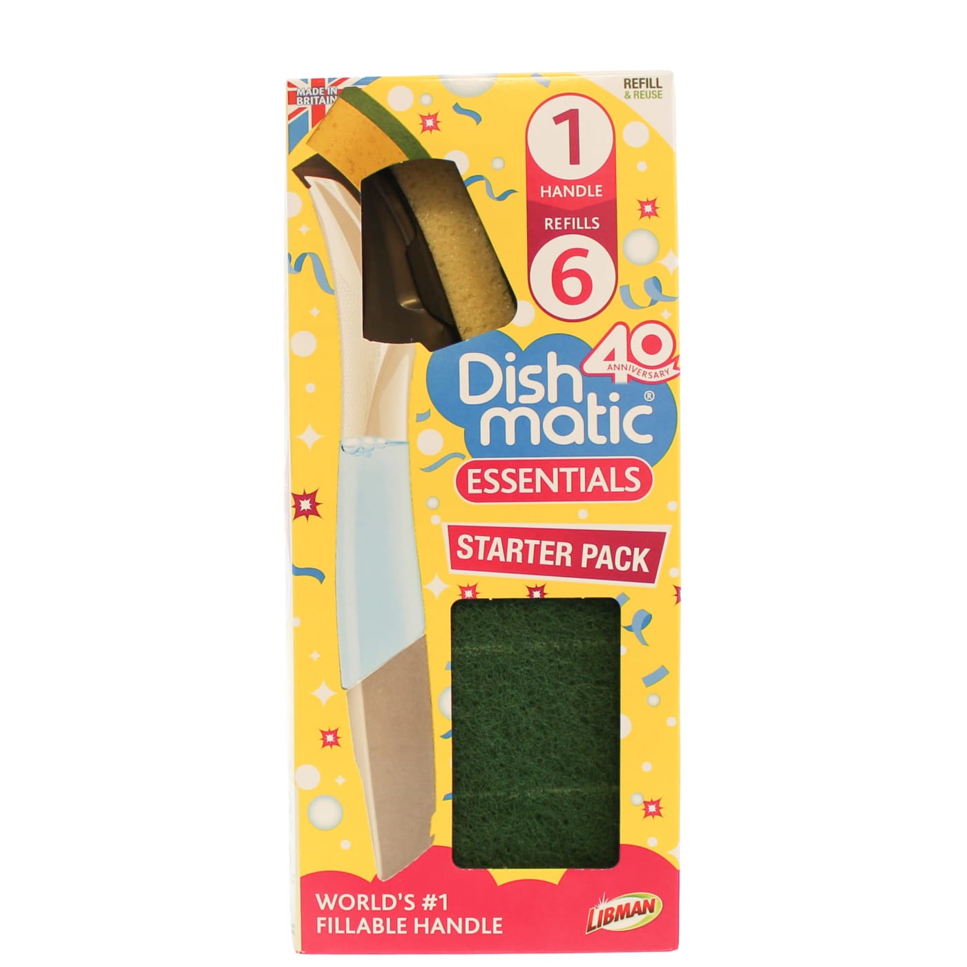 DISHMATIC SPONGE ESSENTIALS BONUS PACK (1 HANDLE + 6 REFILLS)