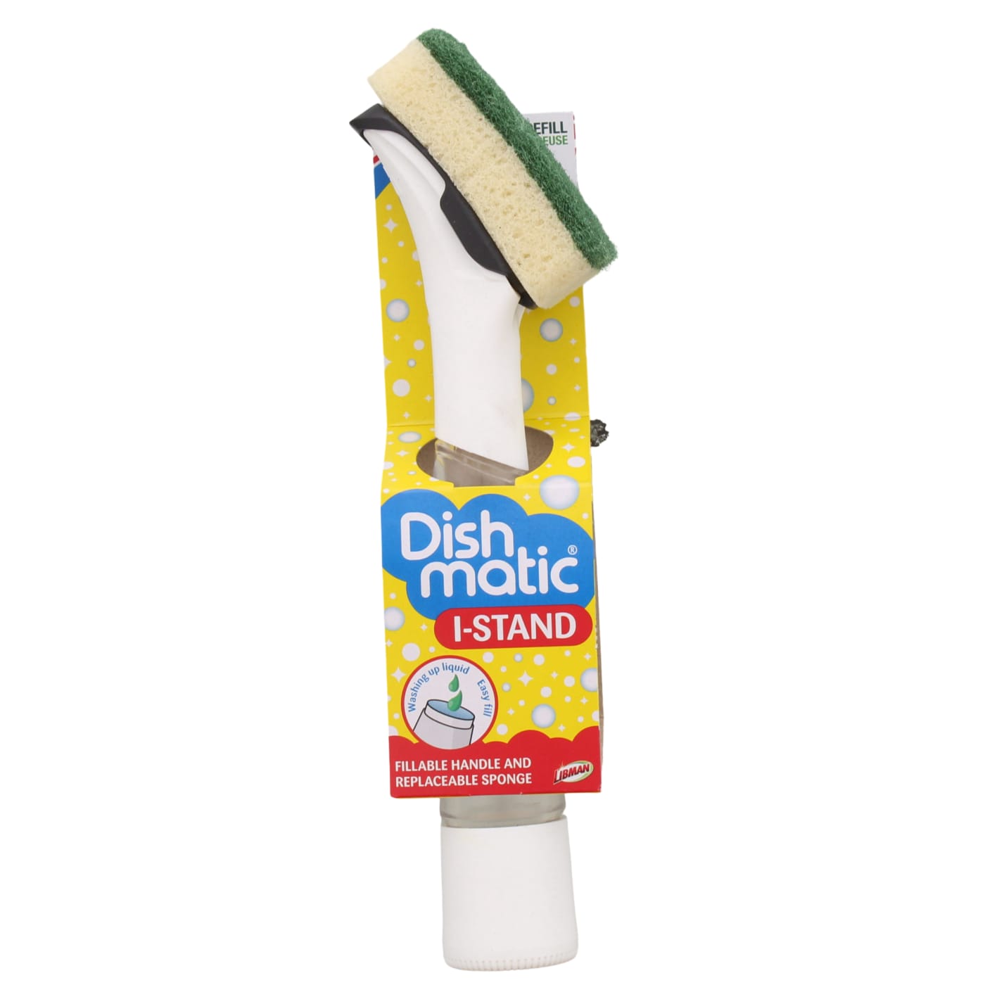 DISHMATIC SPONGE FILLABLE HANDLE I-STAND PRO ASSORTED COLOURS