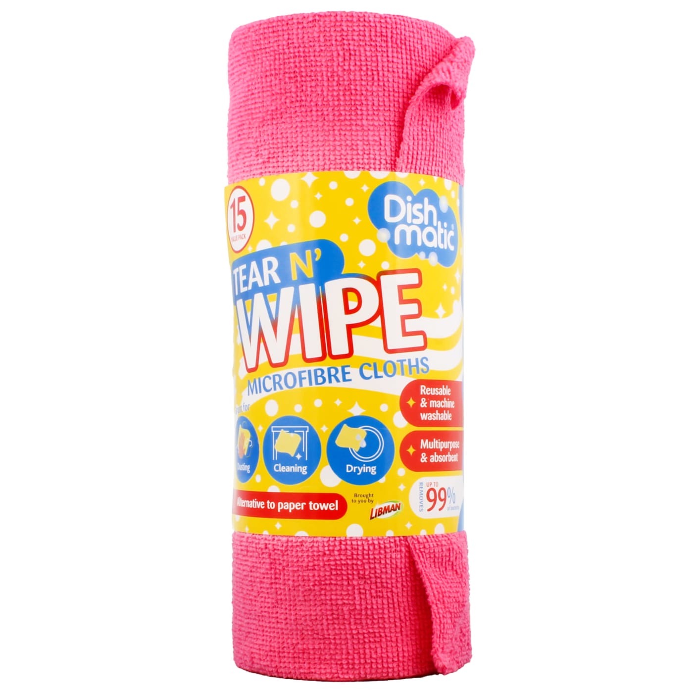 DISHMATIC TEAR N WIPE 15 ROLL ASSORTED