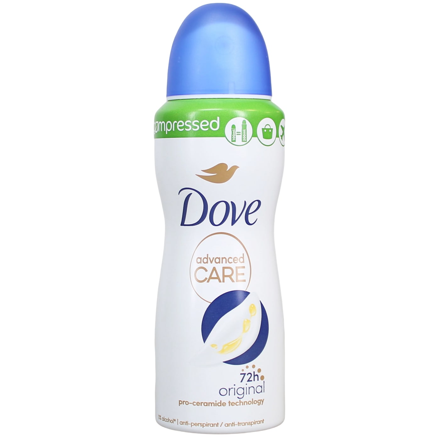 DOVE ADVANCED CARE COMPRESSED ANTI PERSPIRANT SPRAY ORIGINAL (EN LABEL) 100ML