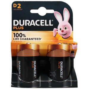 DURACELL D PLUS 100% POWER 2 PACK