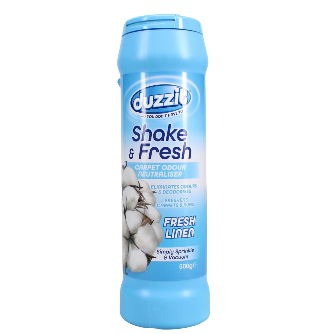 DUZZIT SHAKE & FRESH 500G CARPET ODOUR FRESH LINEN