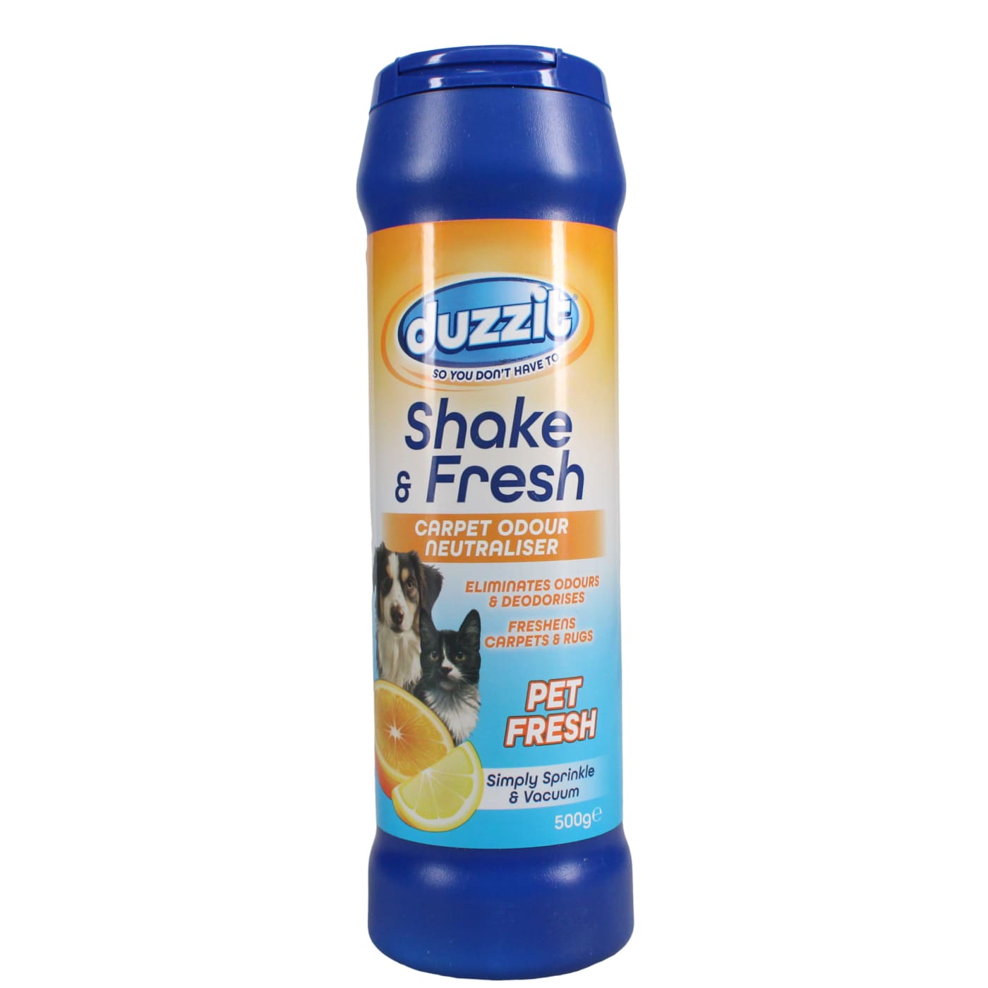 DUZZIT SHAKE & FRESH 500G CARPET ODOUR PET FRESH