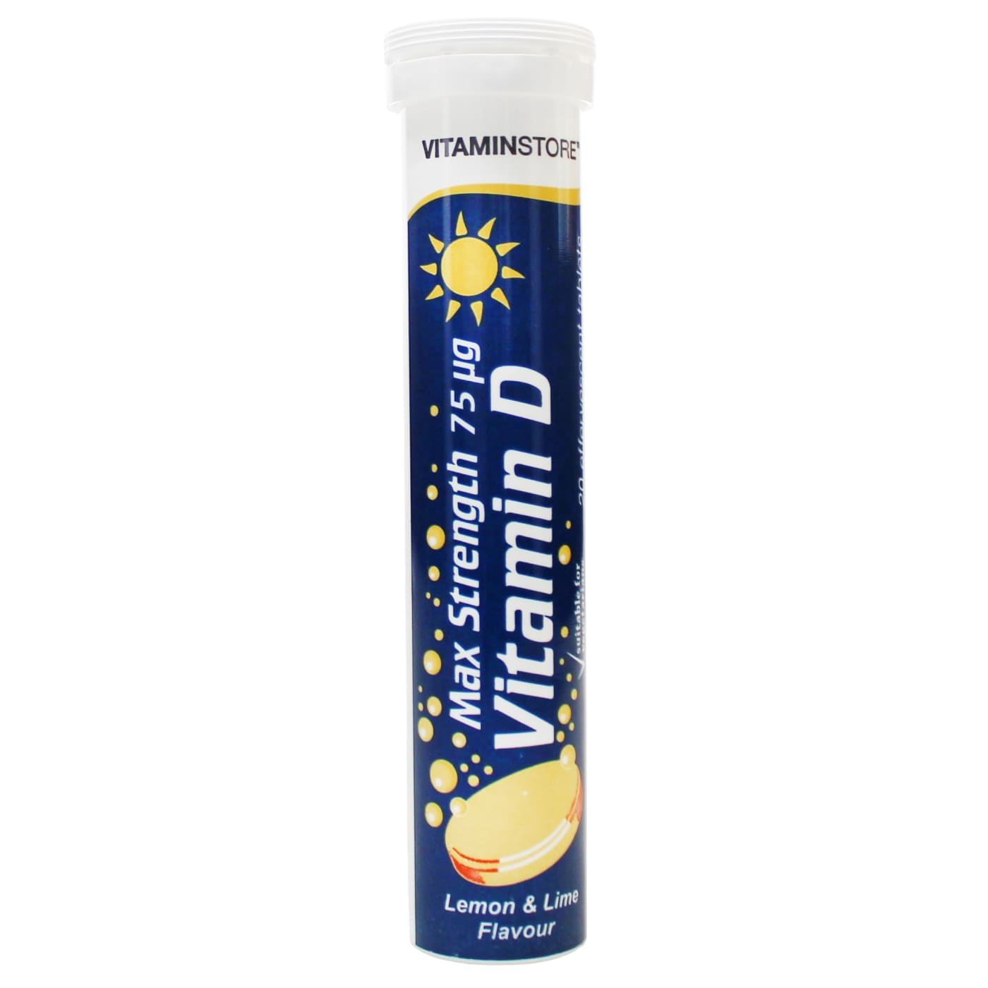 EFFERVESCENT VITAMIN D 75UG TABLETS LEMON & LIME 20'S