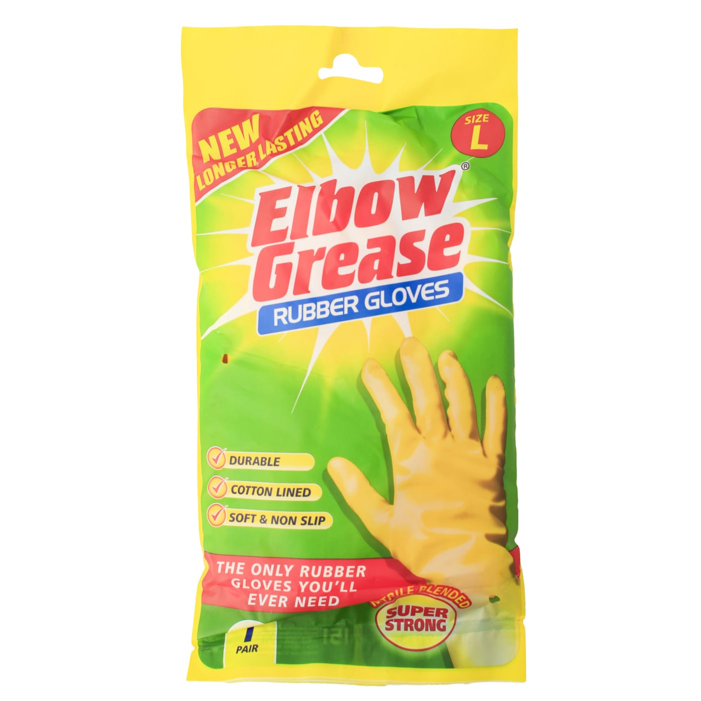 ELBOW GREASE RUBBER GLOVES LARGE 1 PAIR
