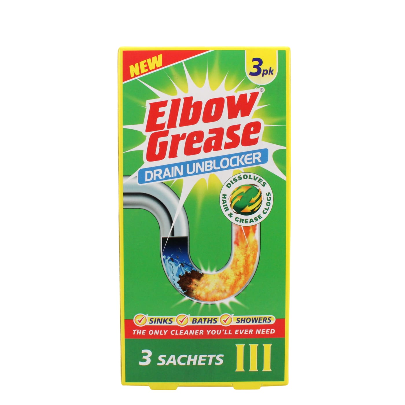 ELBOW GREASE 3X25G DRAIN UNBLOCKER SACHETS
