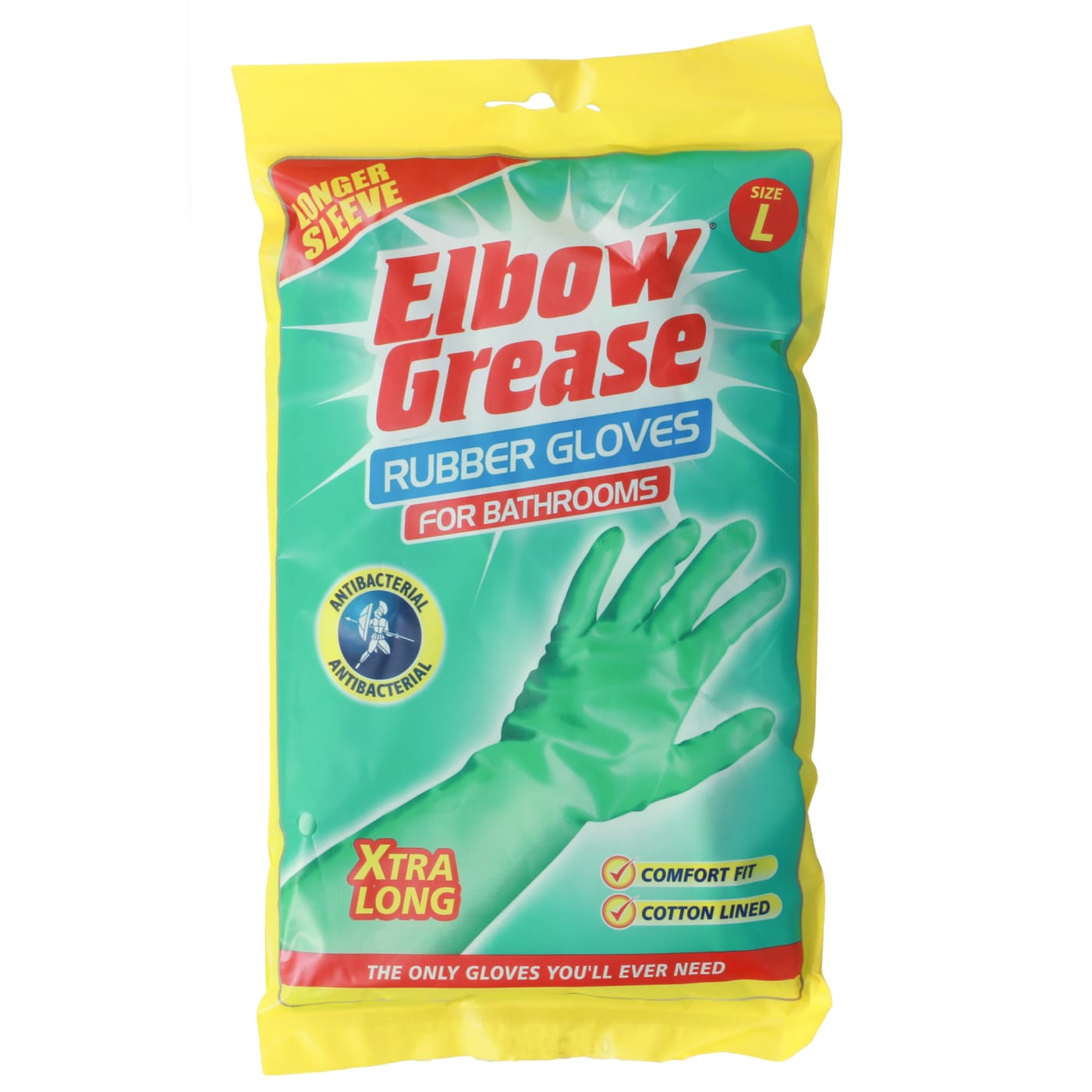 ELBOW GREASE AQUA ANTI-BACTERIAL BATHROOM CLEANING GLOVES MEDIUM 1 PACK