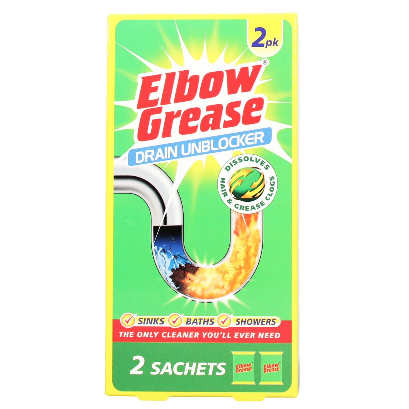ELBOW GREASE 2X25G DRAIN UNBLOCKER SACHETS