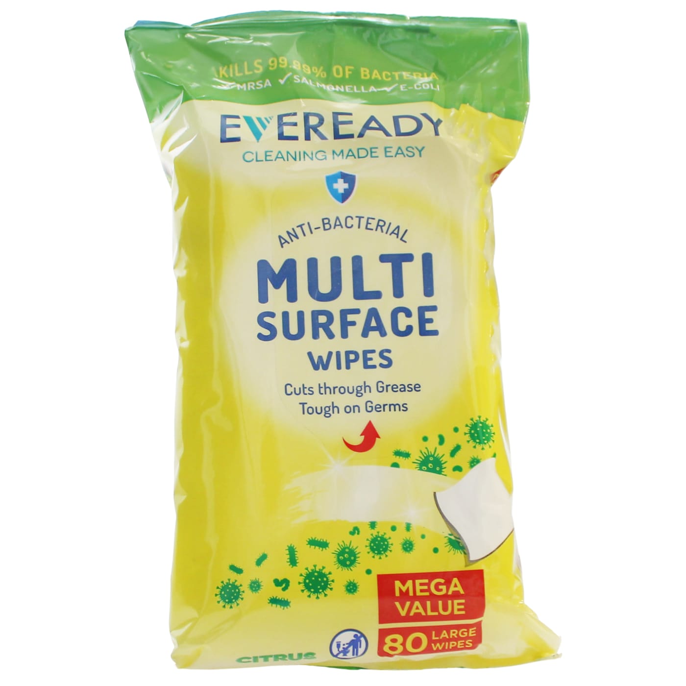 EVEREADY ANTI-BACTERIAL MULTI SURFACE WIPES CITRUS 80'S